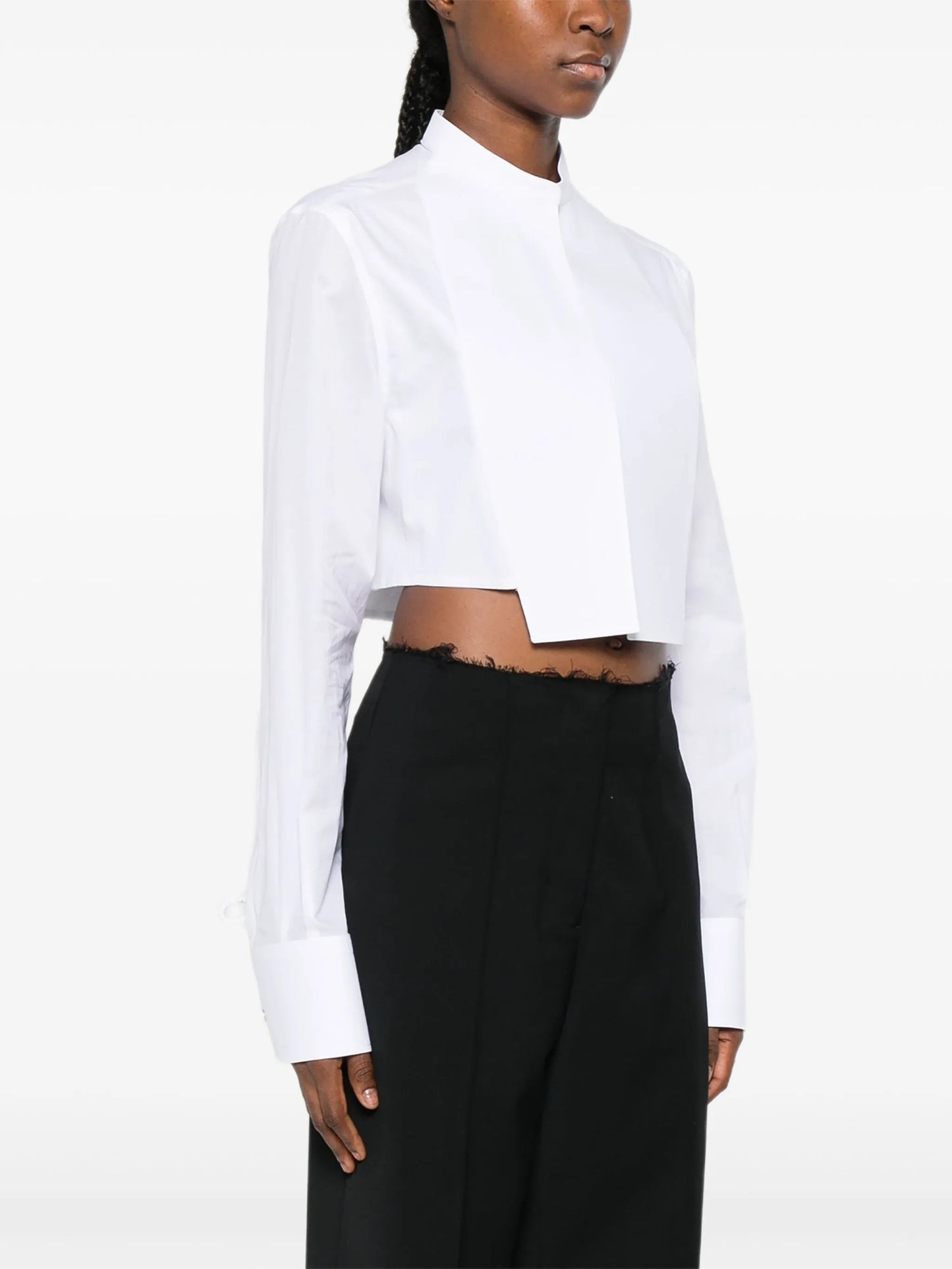 bib-collar cropped shirt