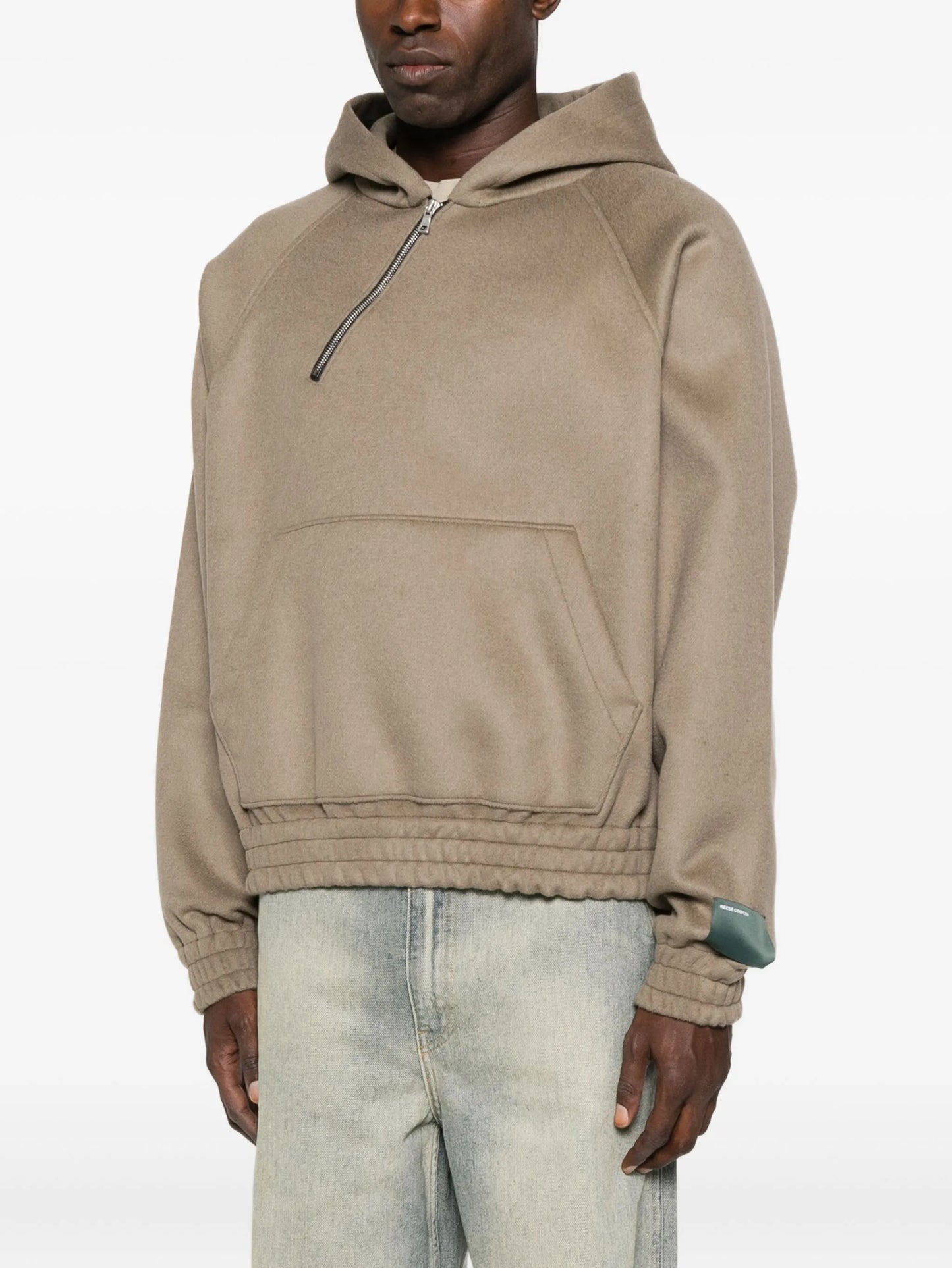 half-zip knitted hoodie