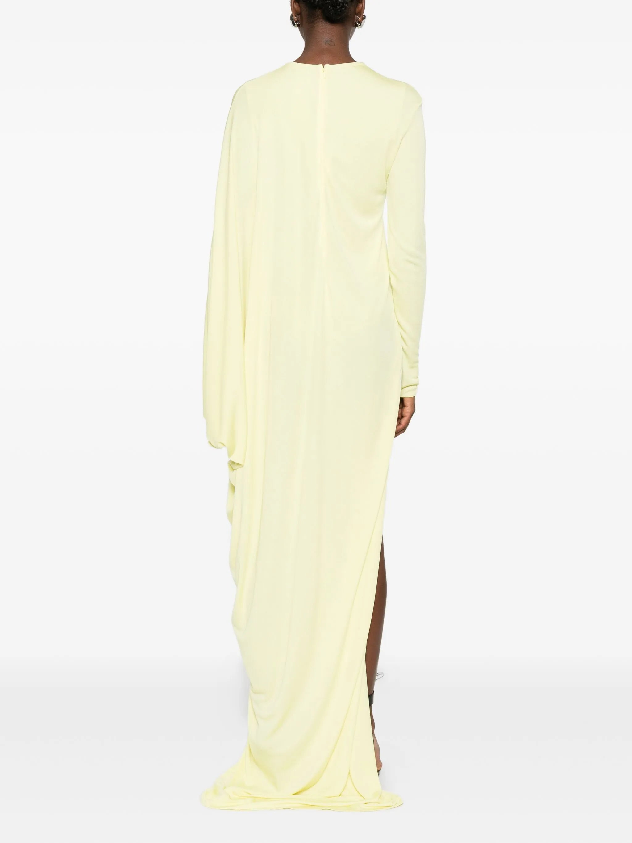 long-sleeve side-slit gown