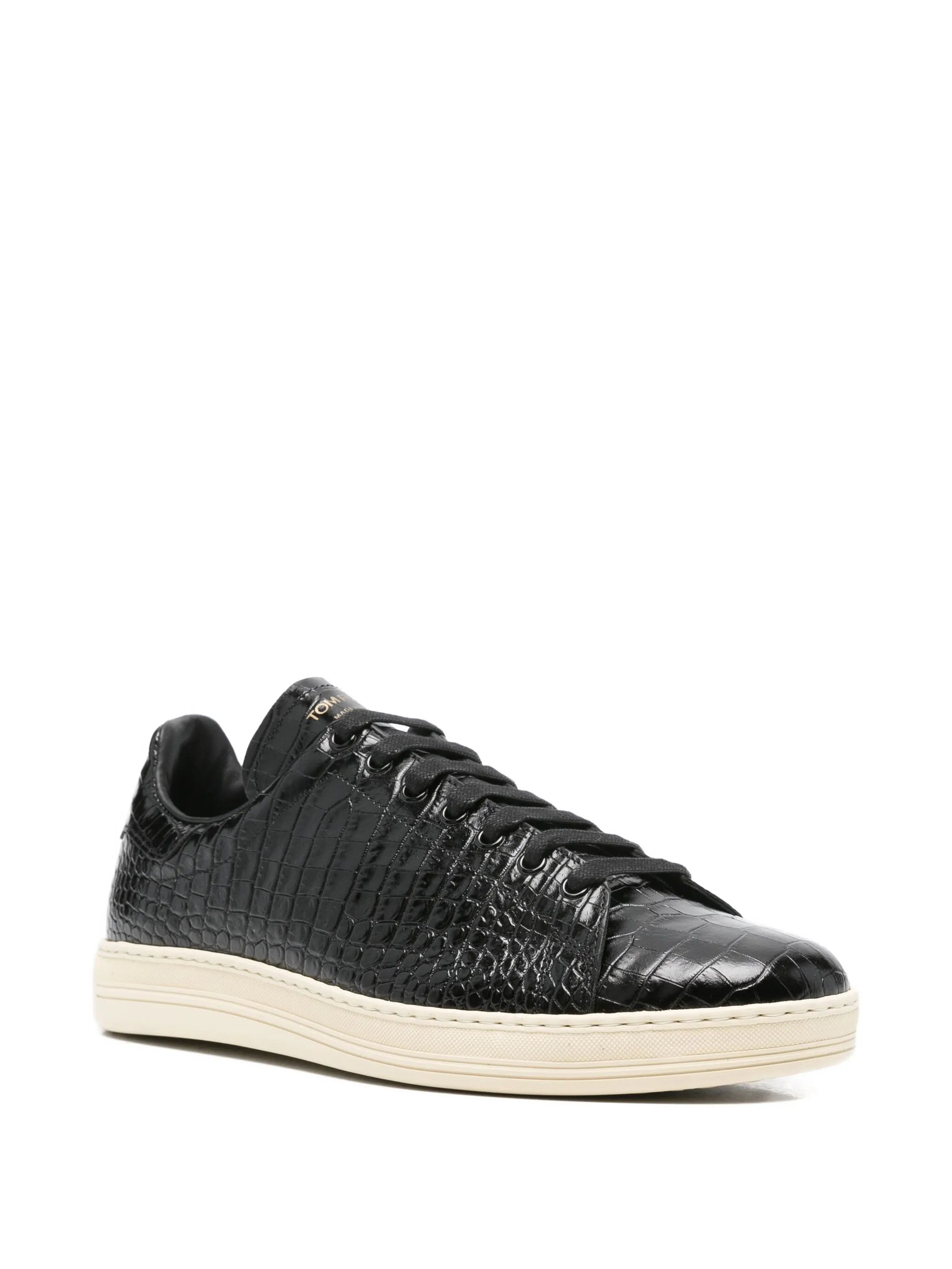 crocodile-embossed leather sneakers