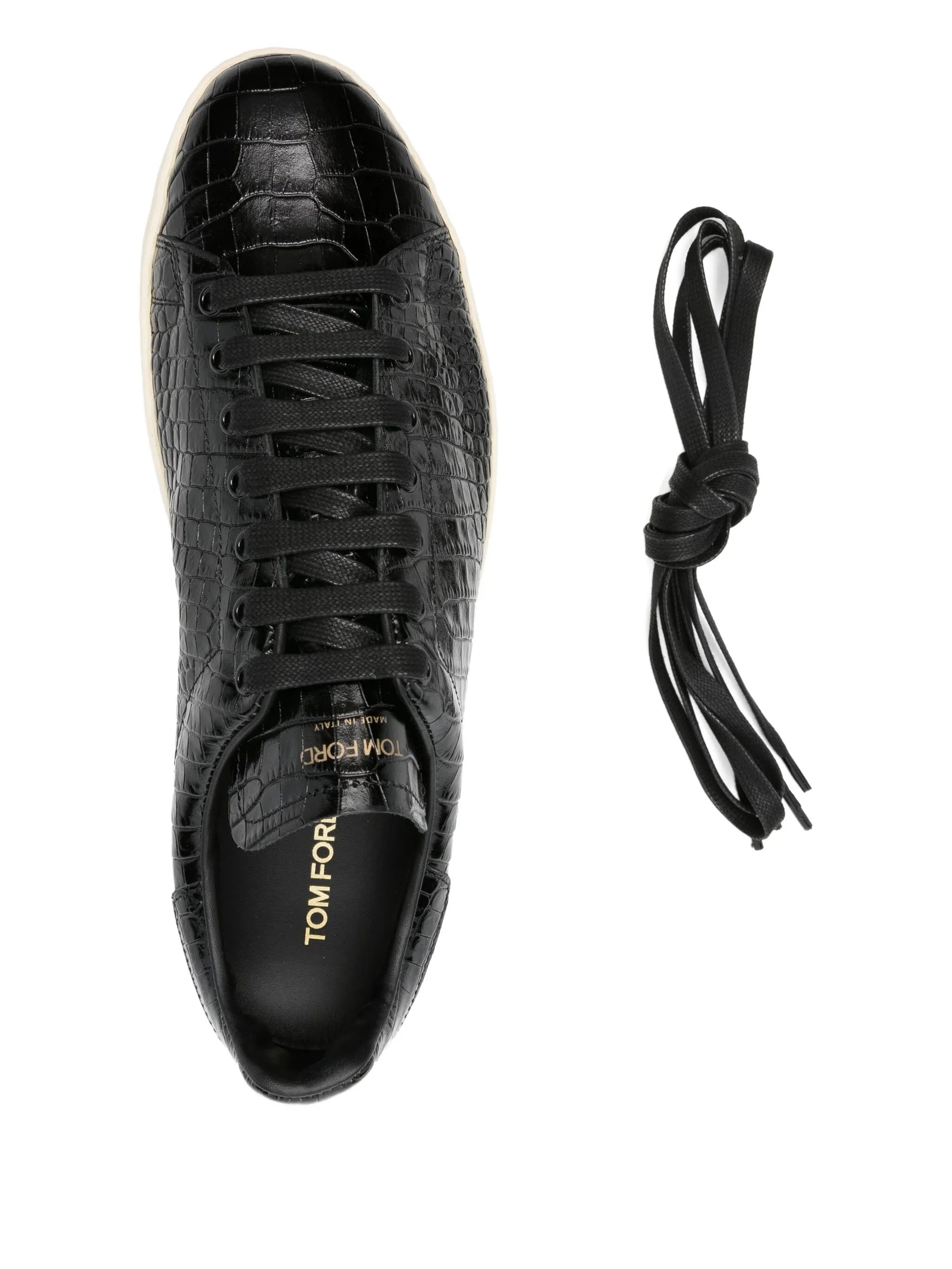 crocodile-embossed leather sneakers