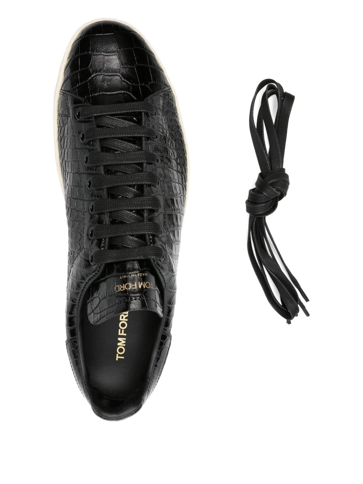 crocodile-embossed leather sneakers