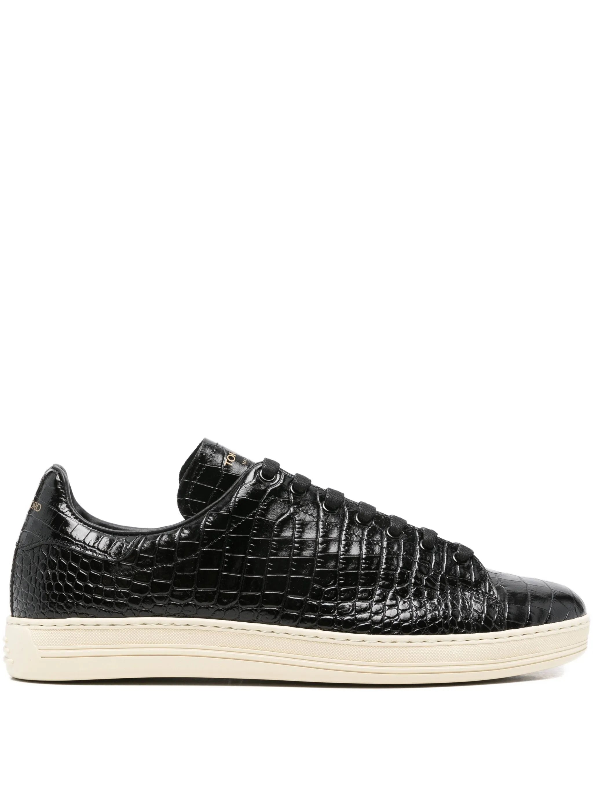 crocodile-embossed leather sneakers