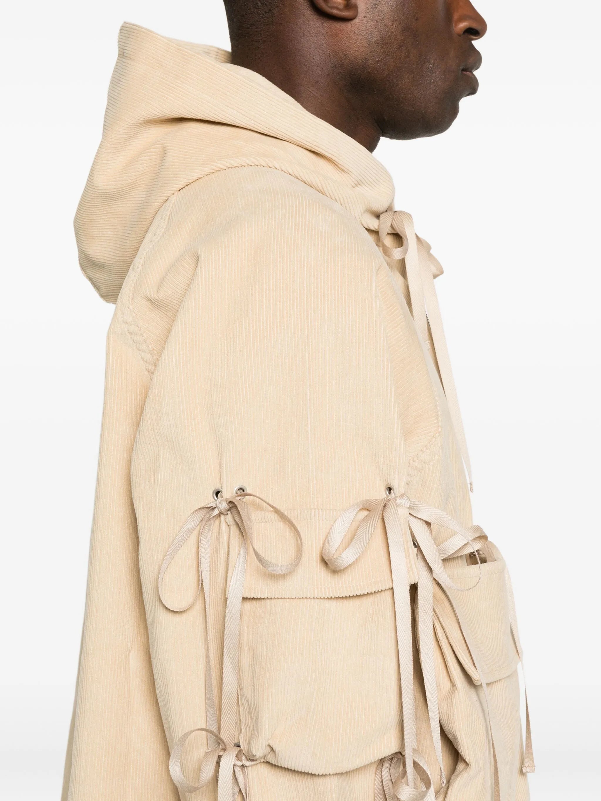 strap-detail hooded jacket