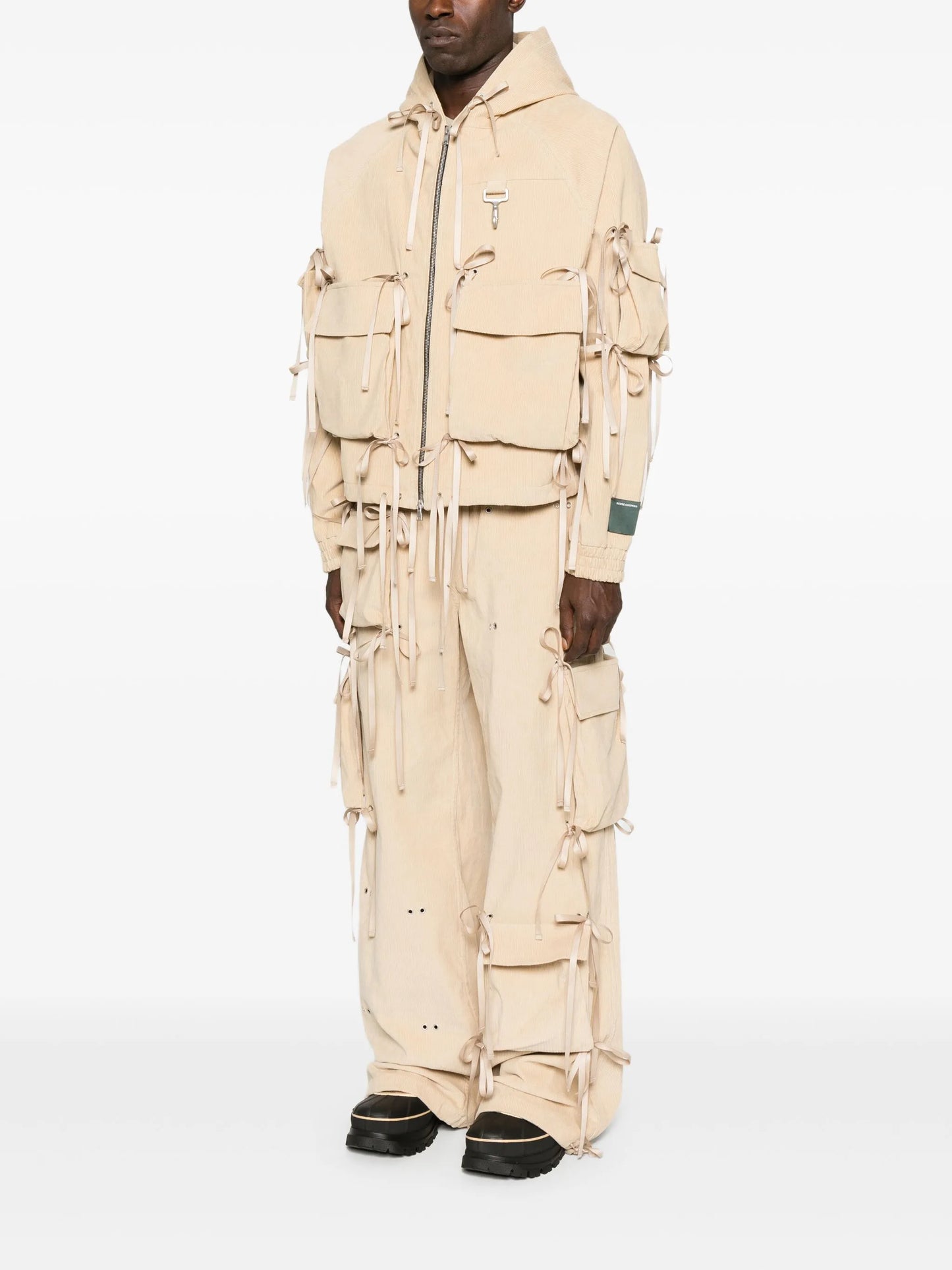 strap-detail hooded jacket