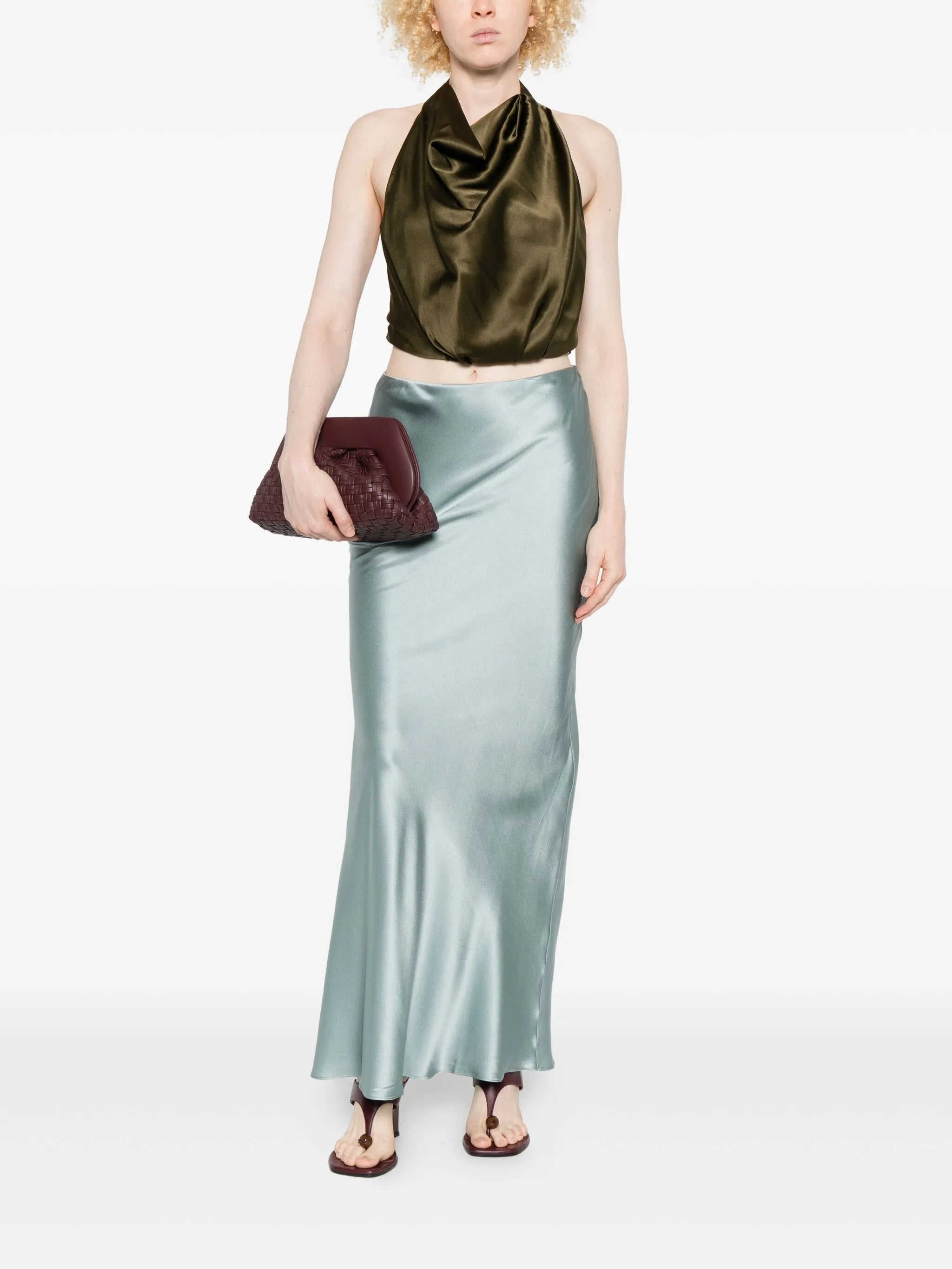 Chantel bias-cut satin maxi skirt