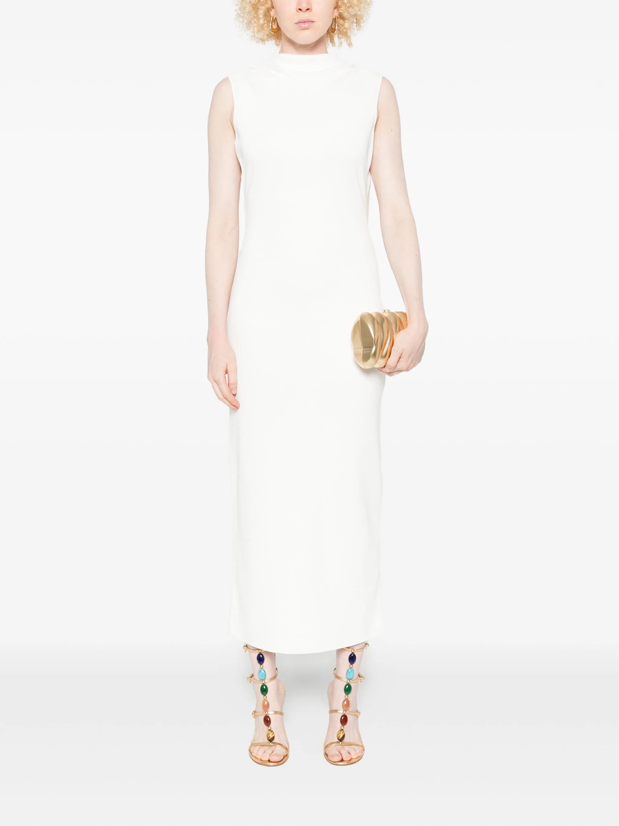 Deira sleeveless high-neck dress