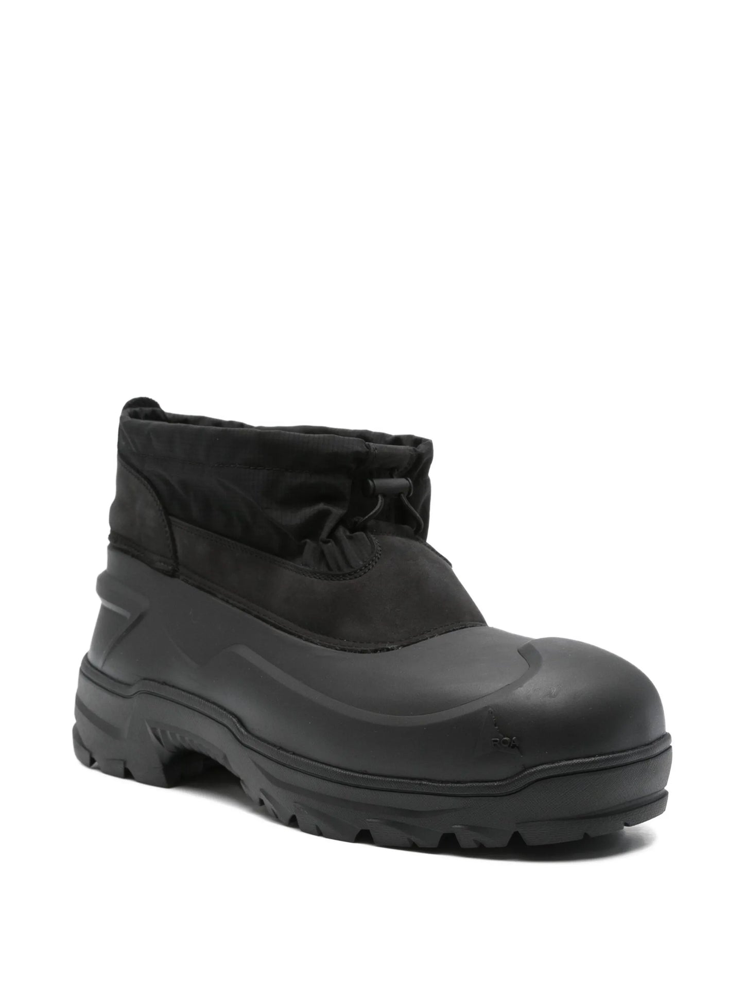 low rubber calf-suede boots