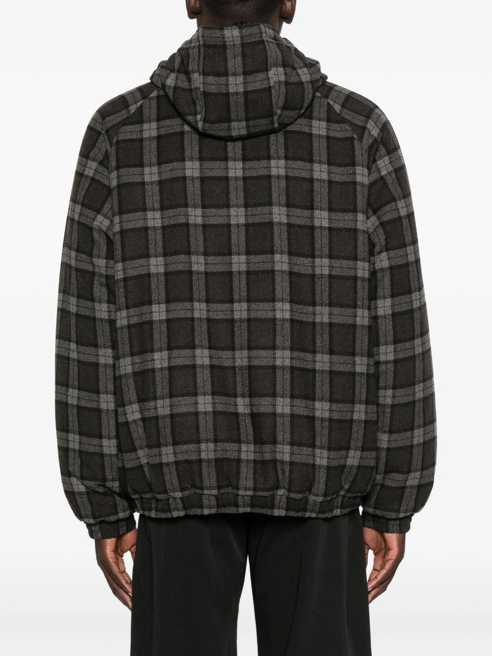 hooded checked jacket