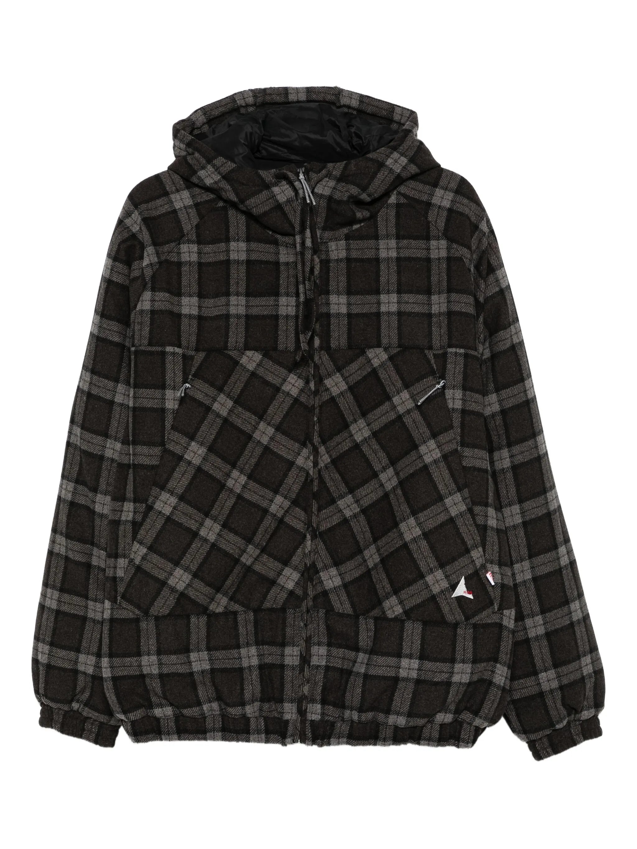 hooded checked jacket