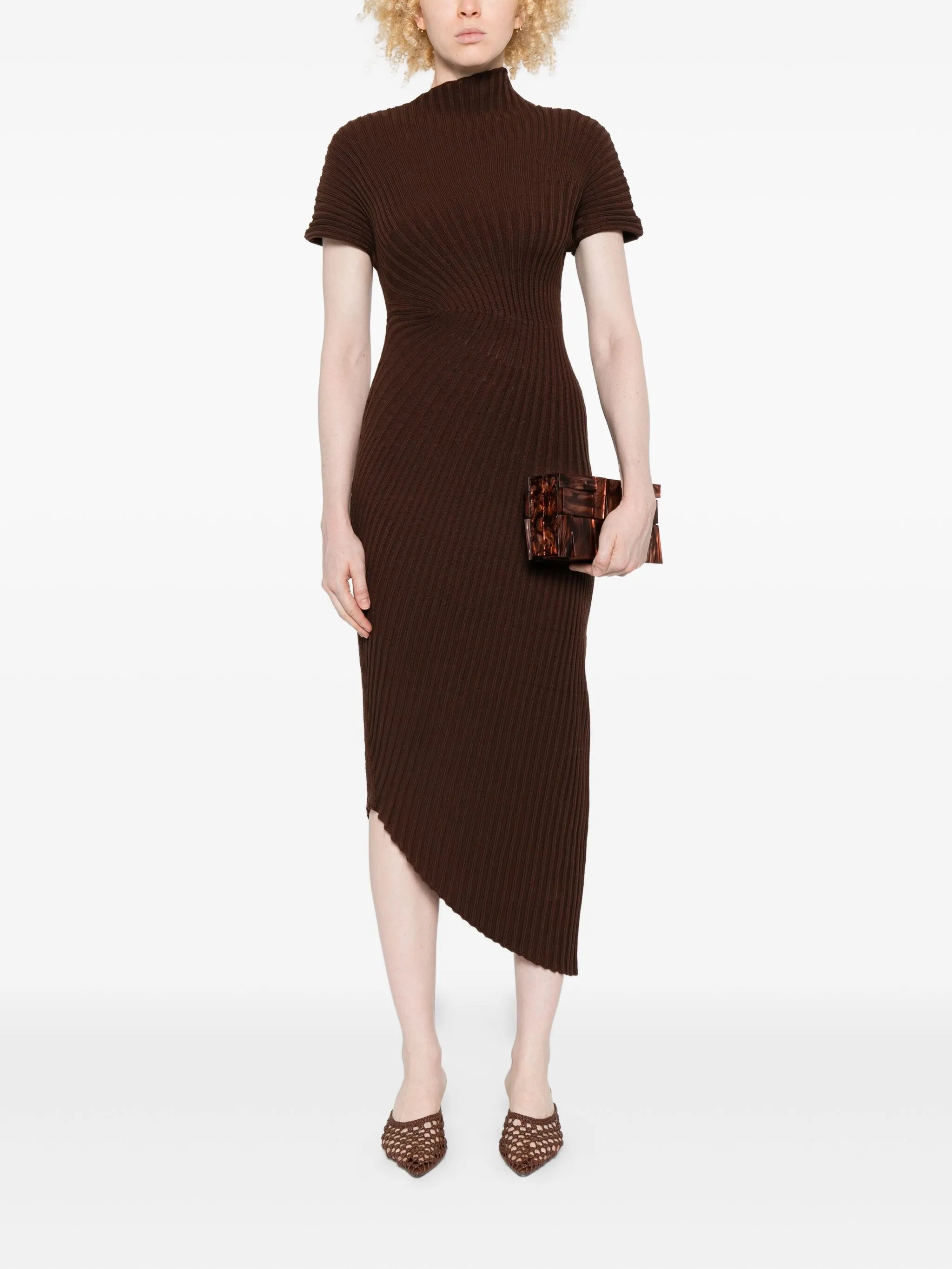 Chrysta ribbed asymmetric dress