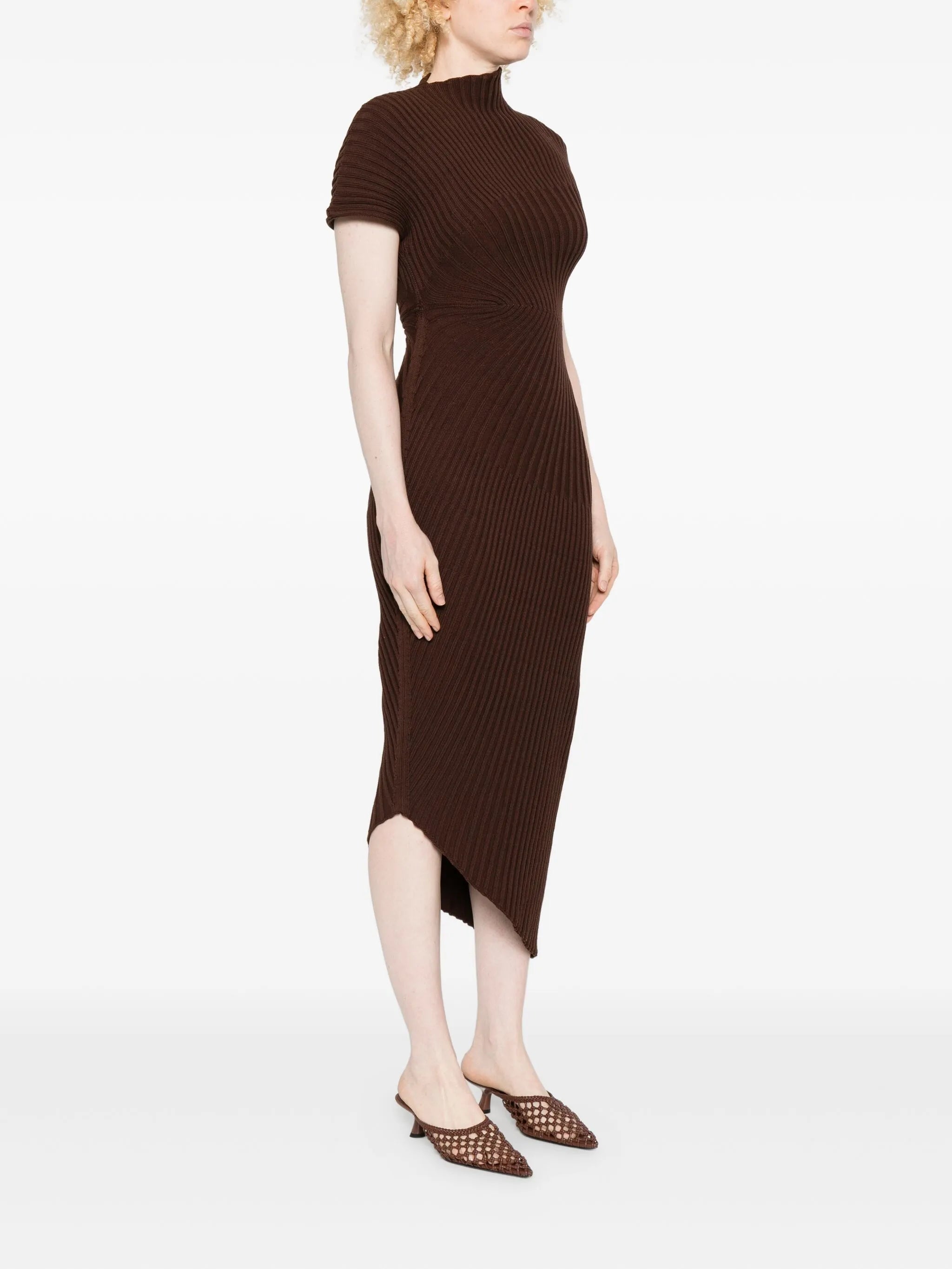 Chrysta ribbed asymmetric dress