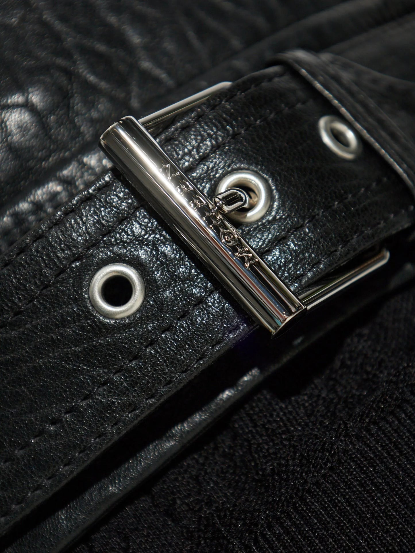 textured leather biker jacket