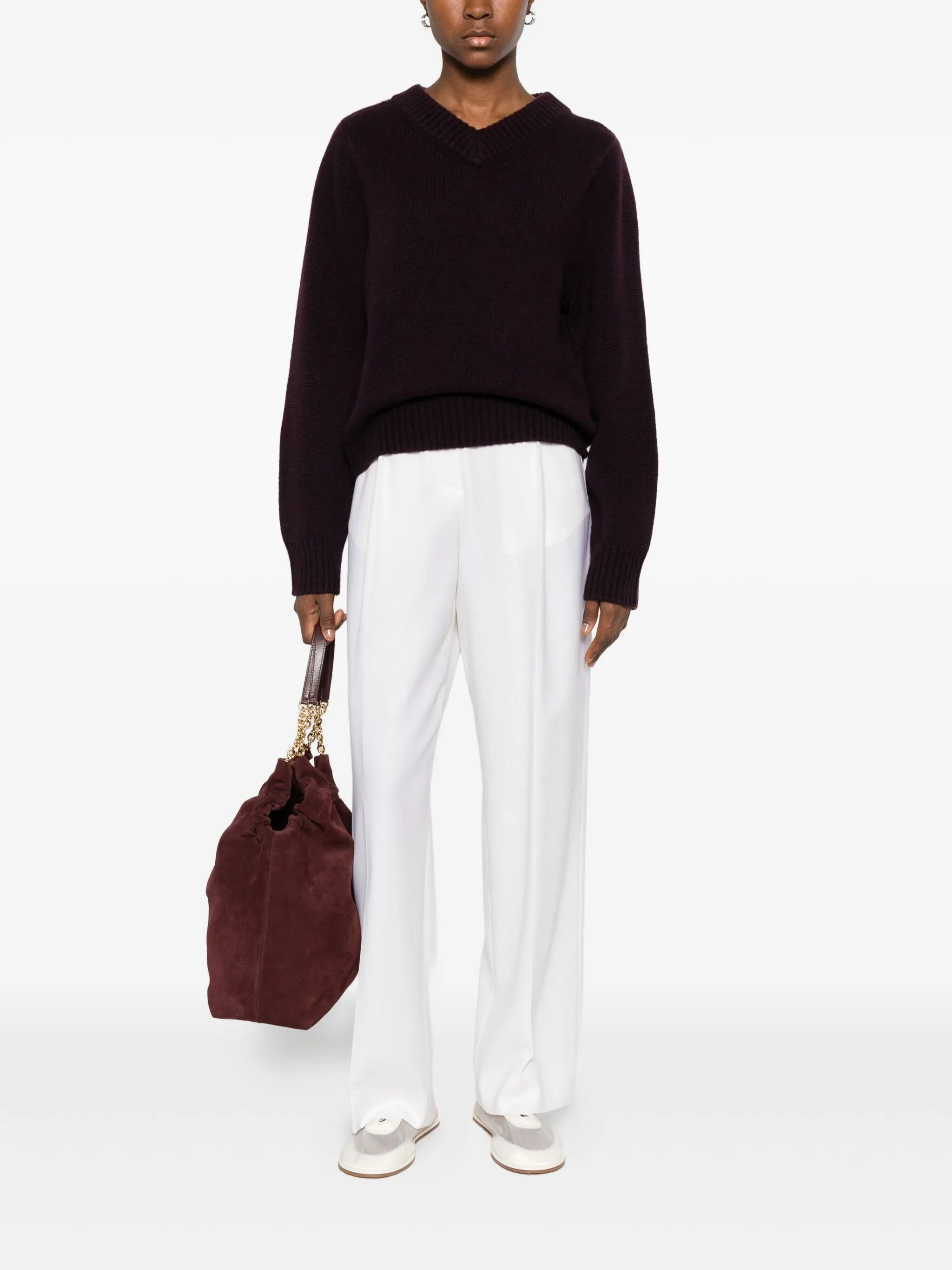 knit chunky V neck