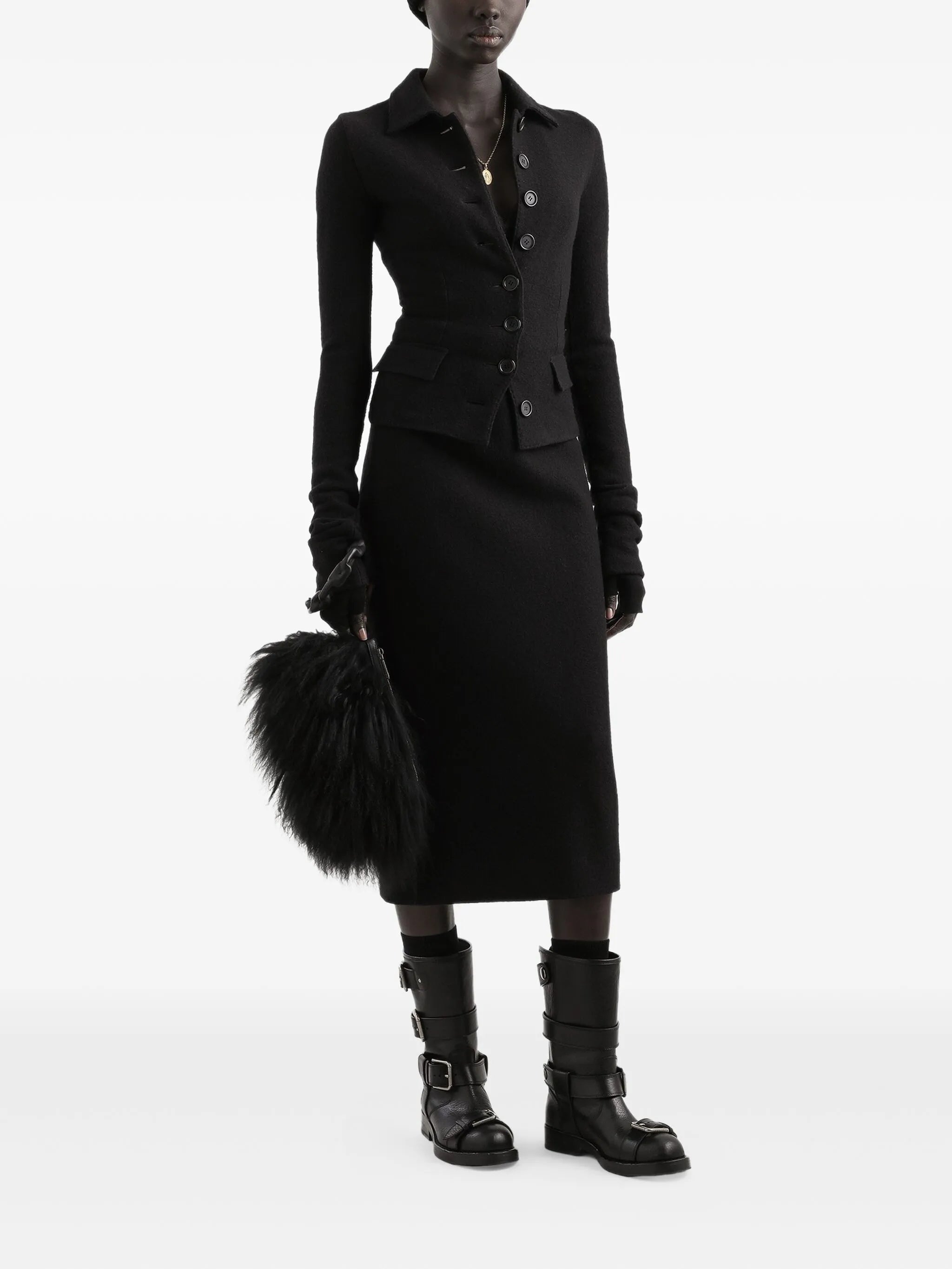 button-fastening virgin-wool jacket