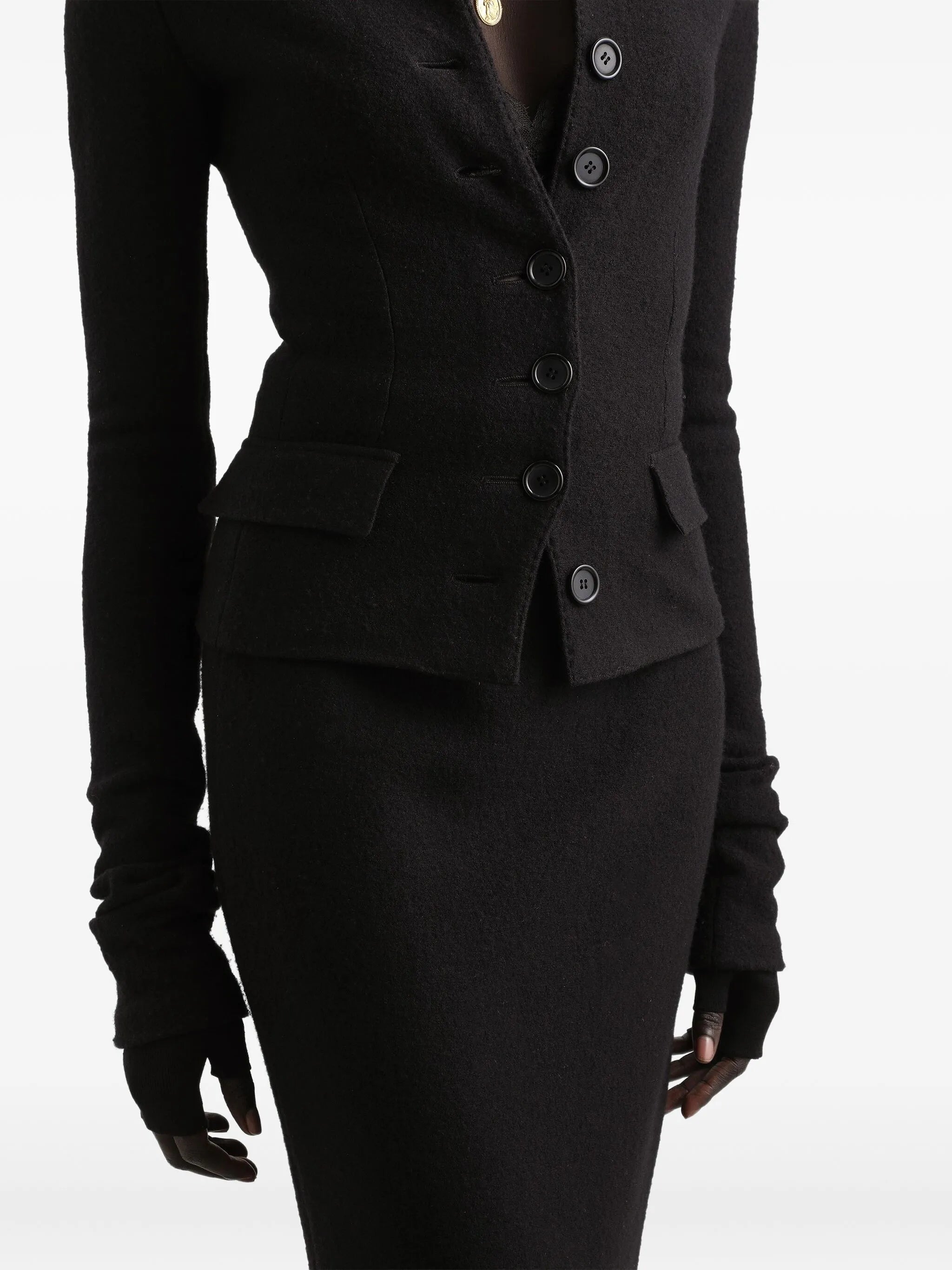 button-fastening virgin-wool jacket
