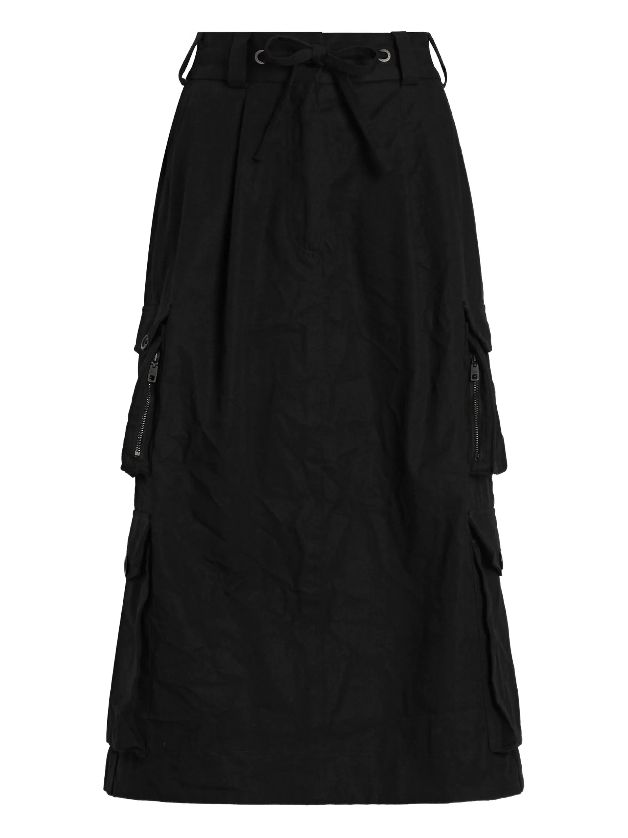 drawstring cargo midi skirt
