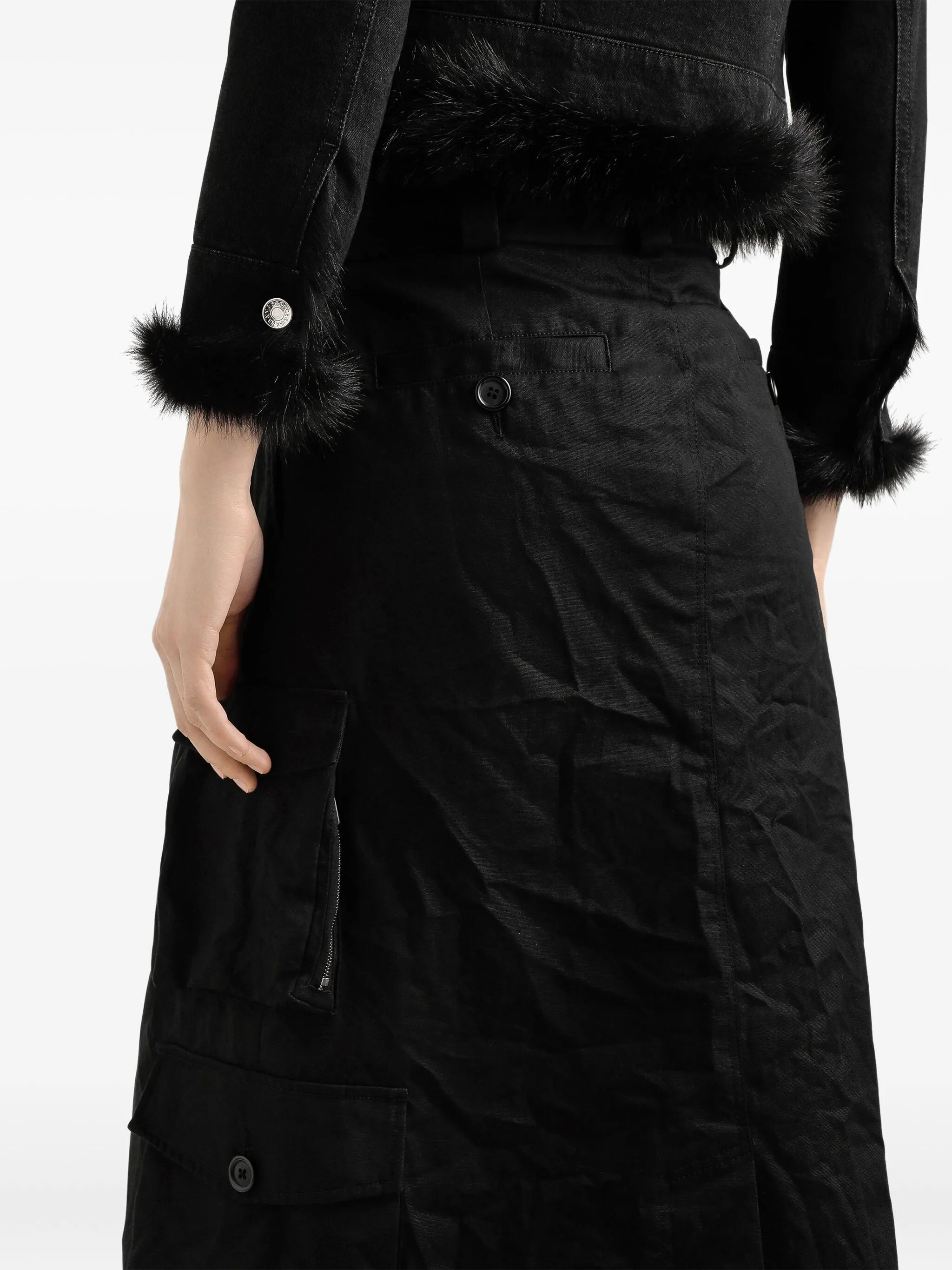 drawstring cargo midi skirt