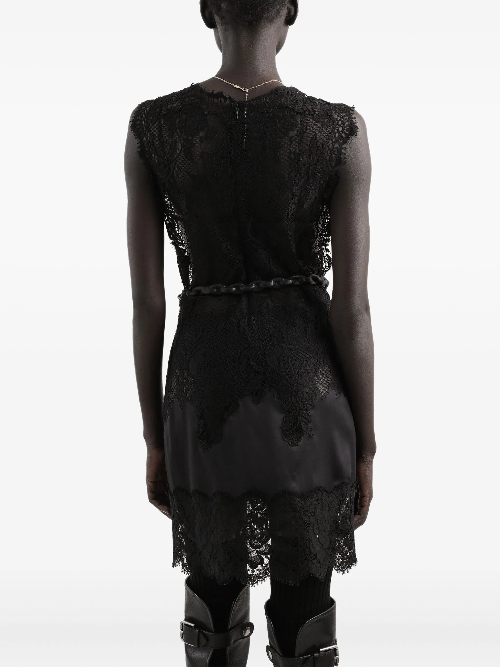 lace-trimmed slip mini dress