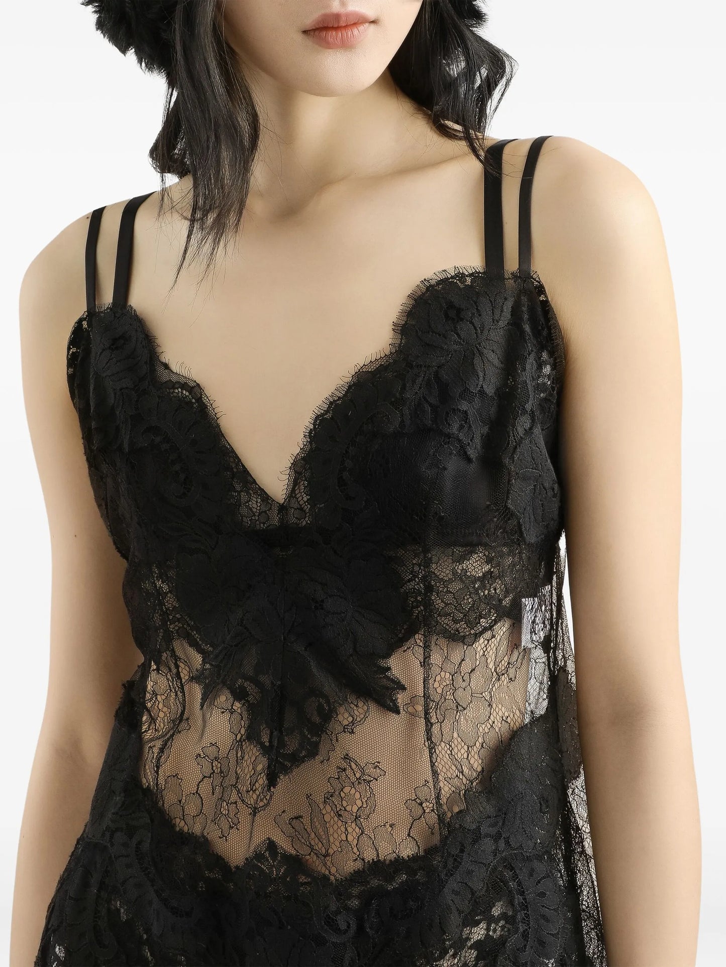 lace-trimmed slip dress