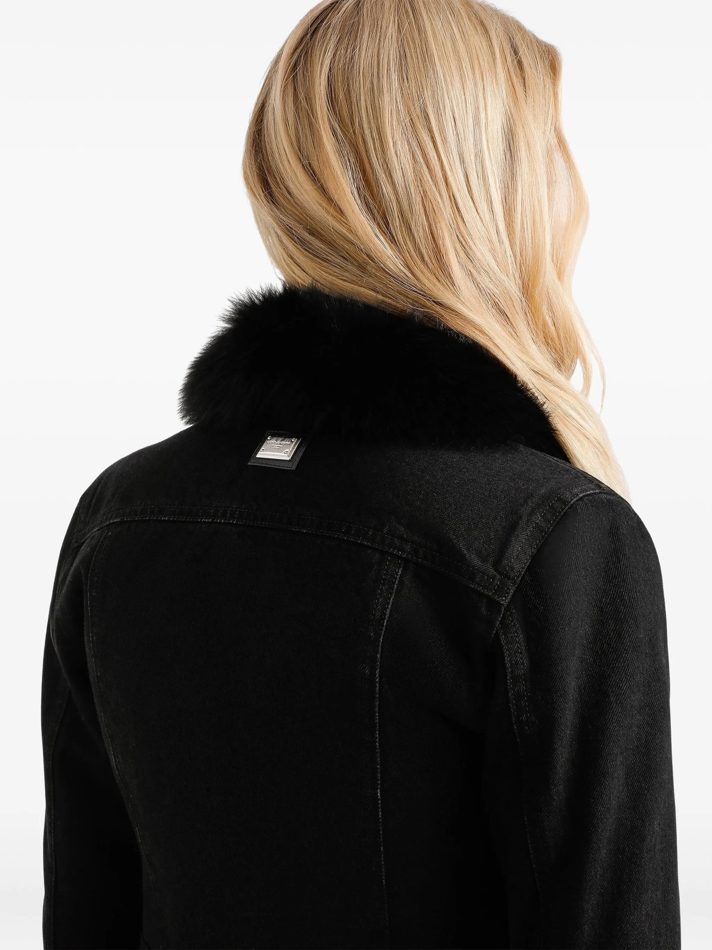faux fur-trimmed denim jacket
