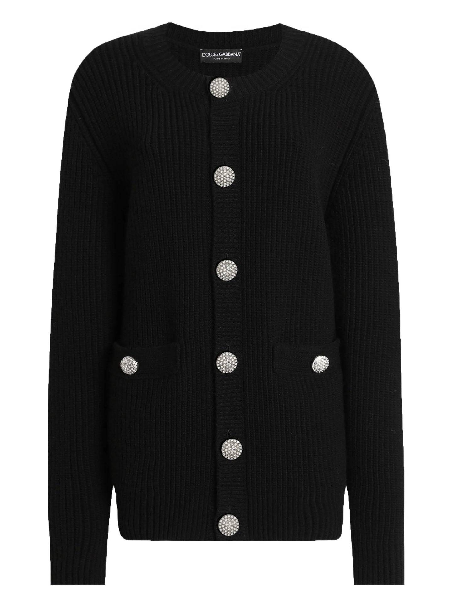 jewel-button ribbed cardigan