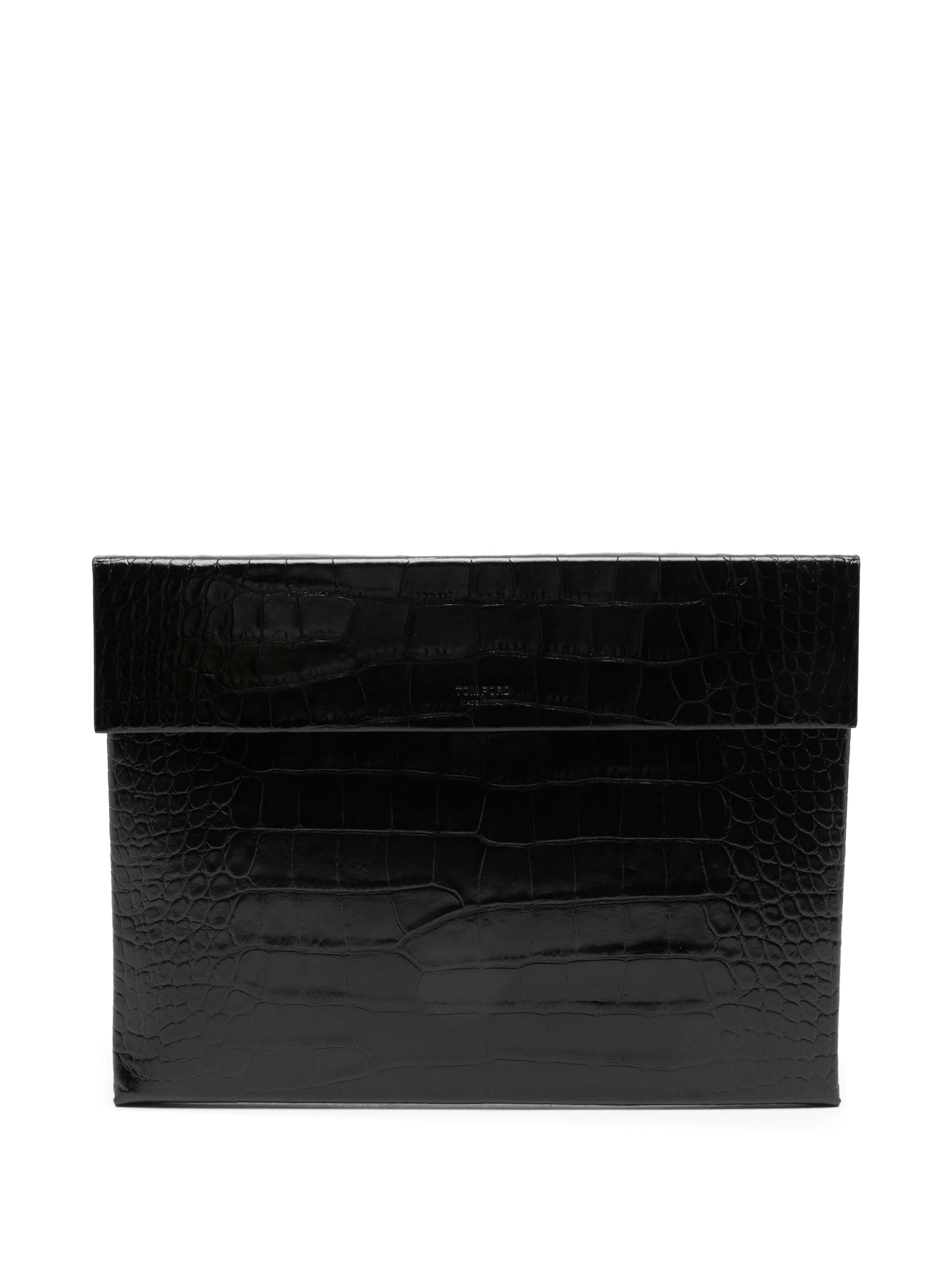 crocodile-pattern flap portfolio
