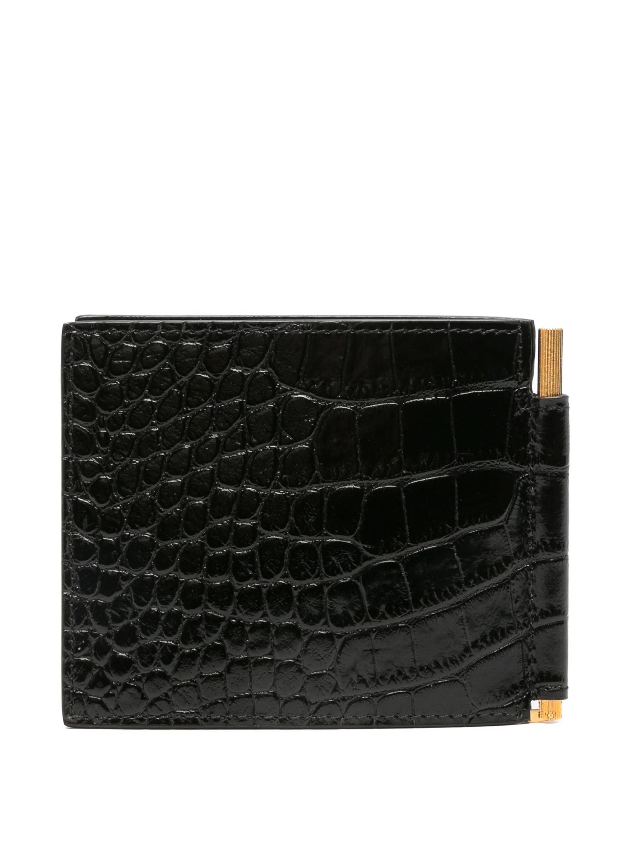 crocodile-print money clip wallet