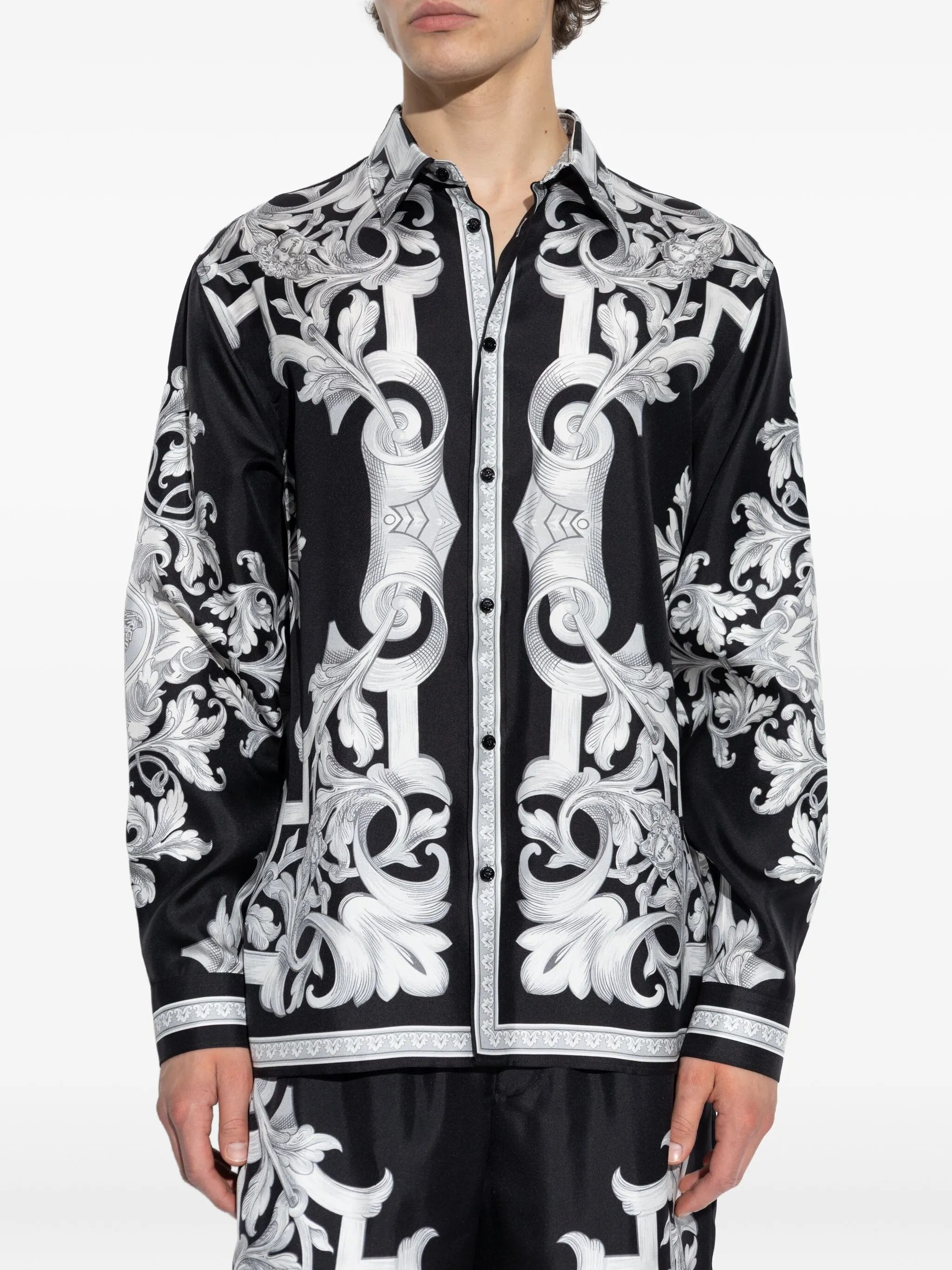 Barocco-print silk shirt