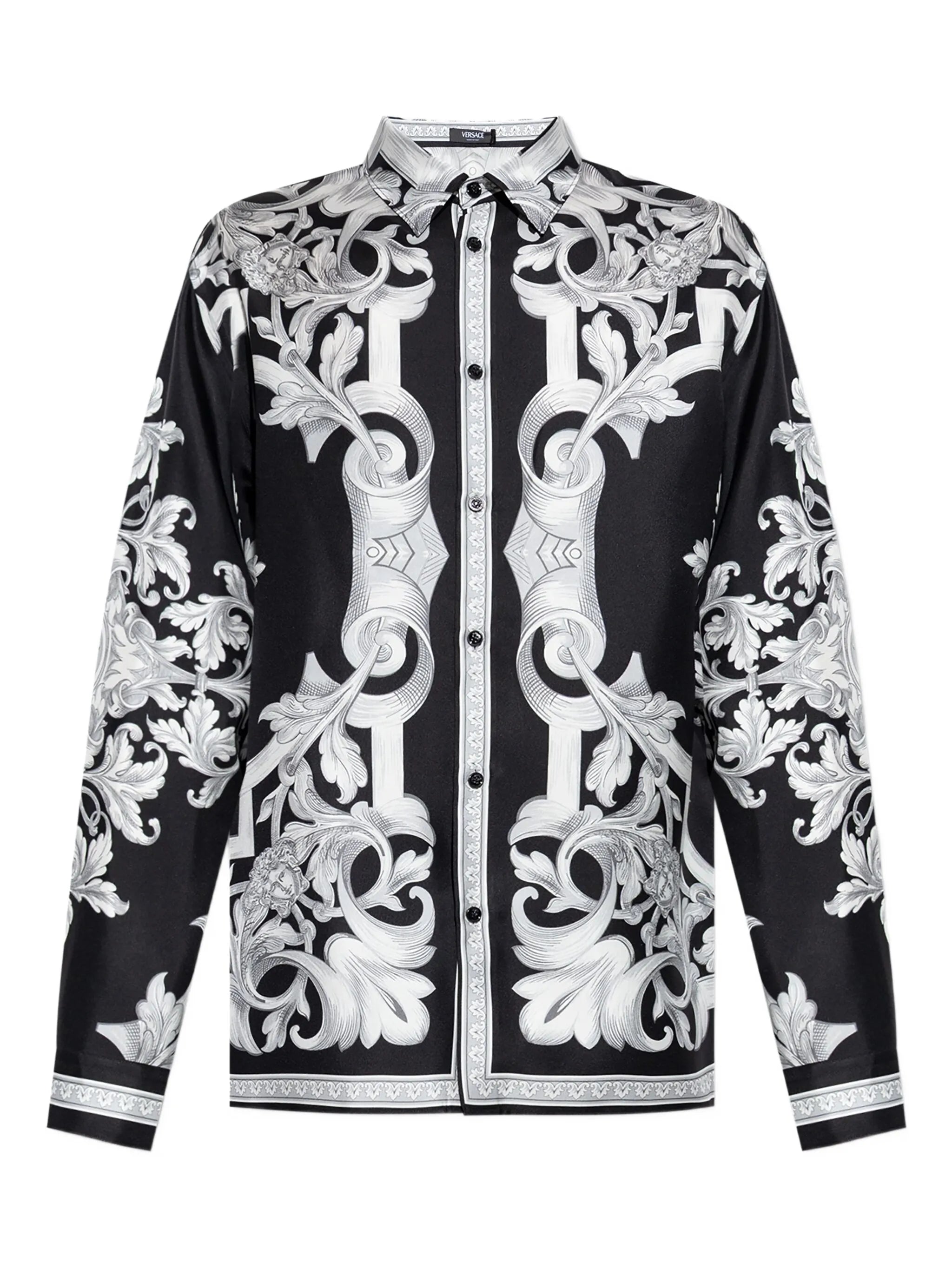 Barocco-print silk shirt
