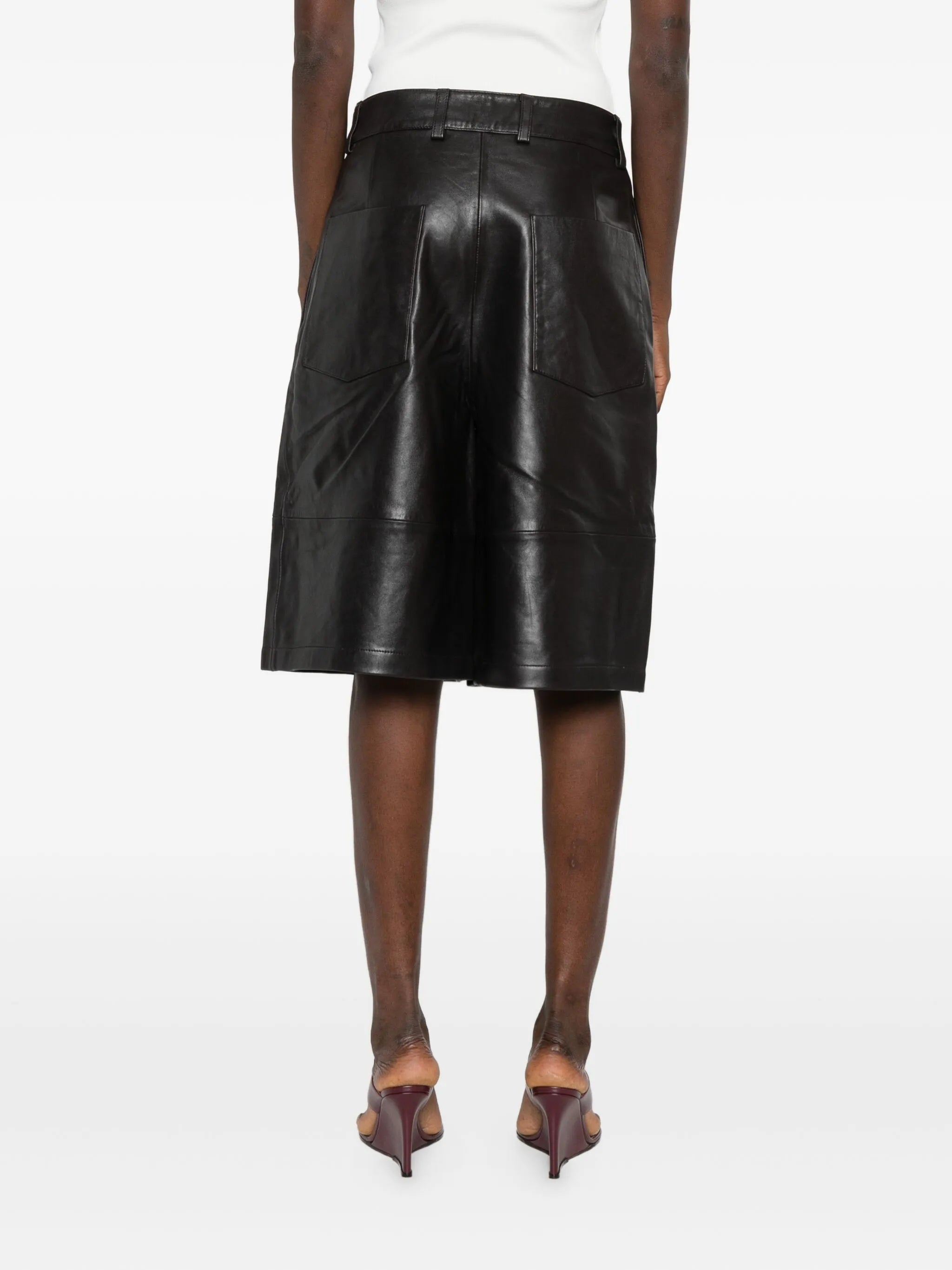 Olivia panelled leather shorts