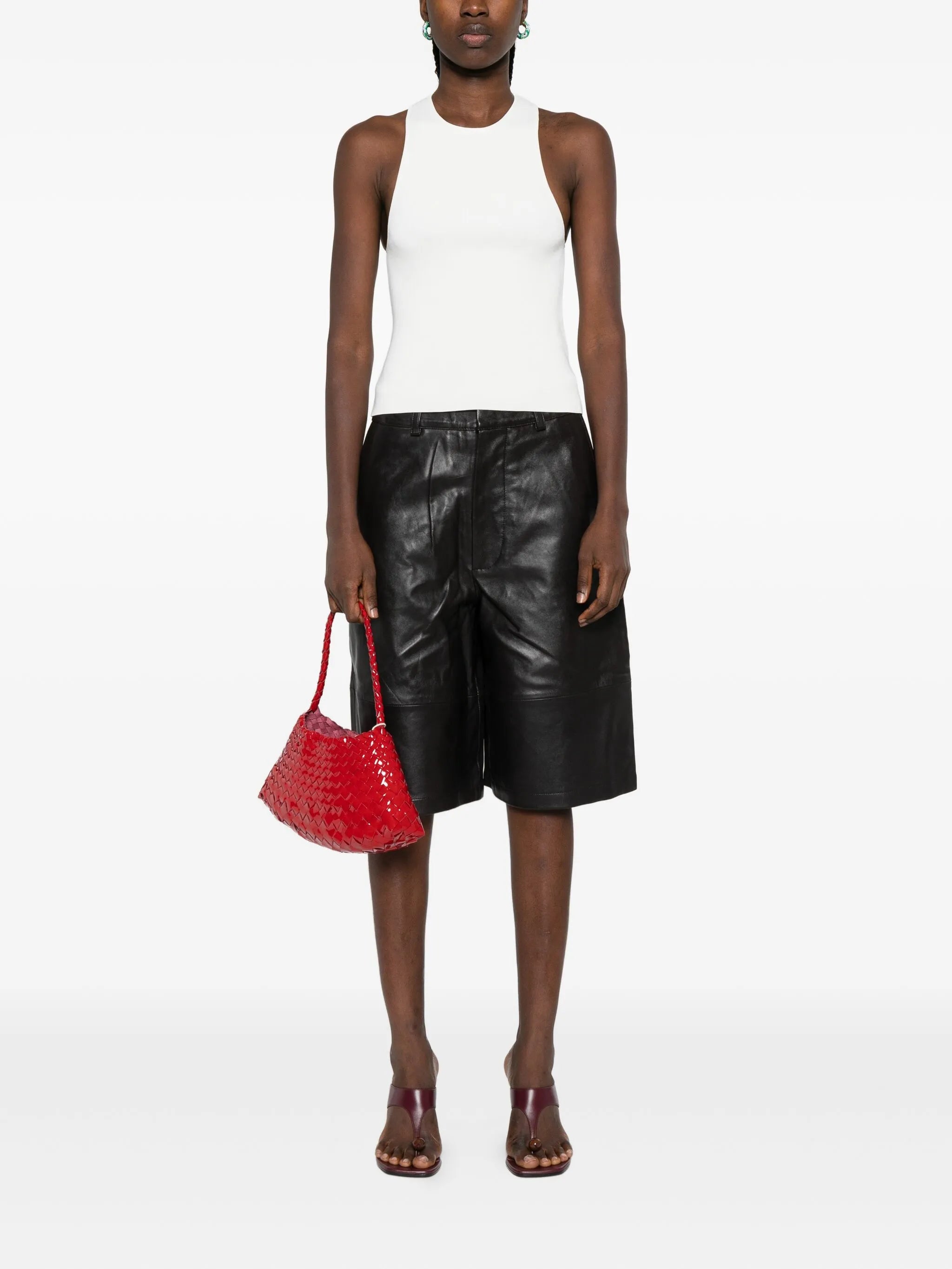 Olivia panelled leather shorts