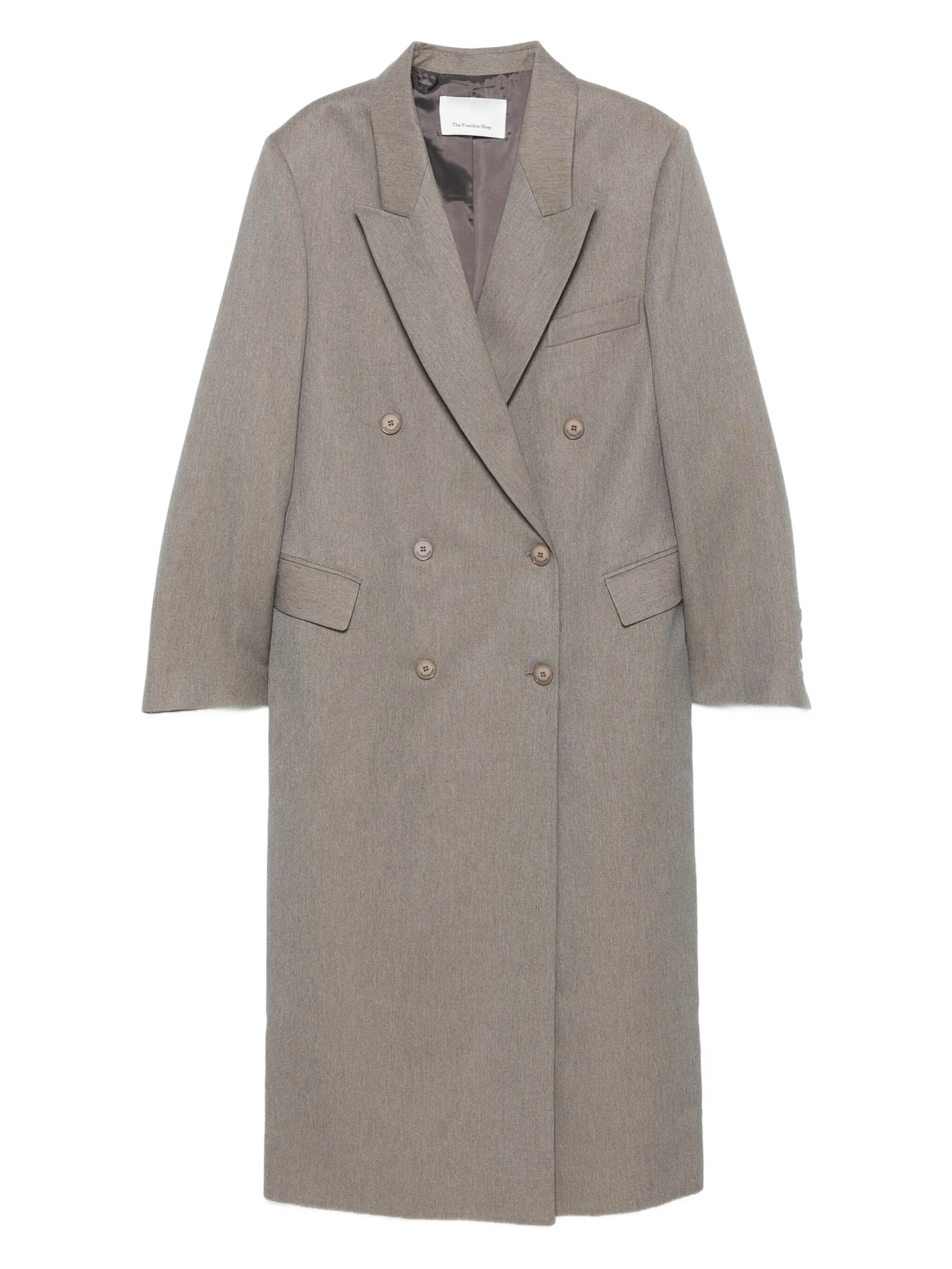 double-breasted peak-lapel coat