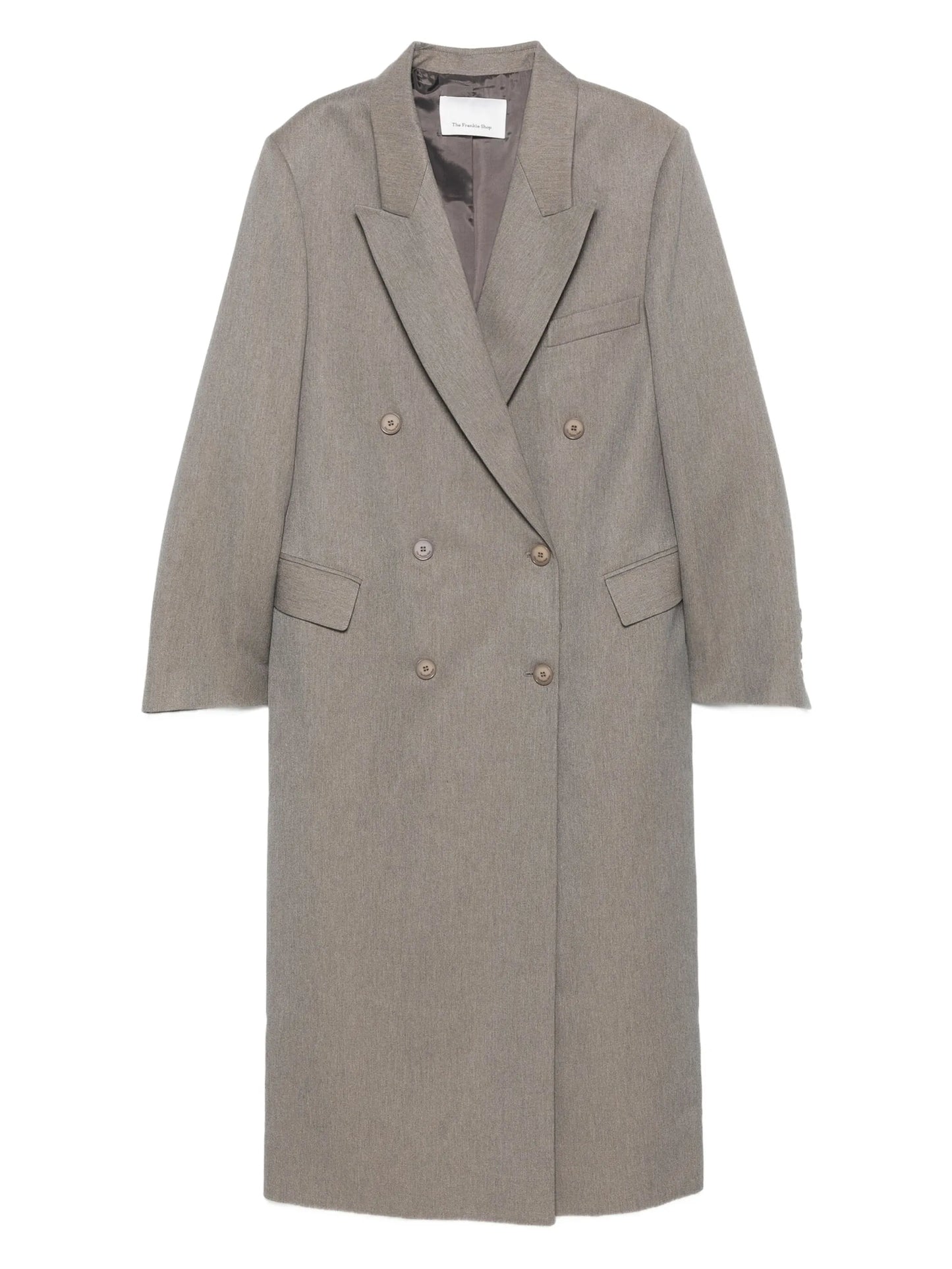 double-breasted peak-lapel coat