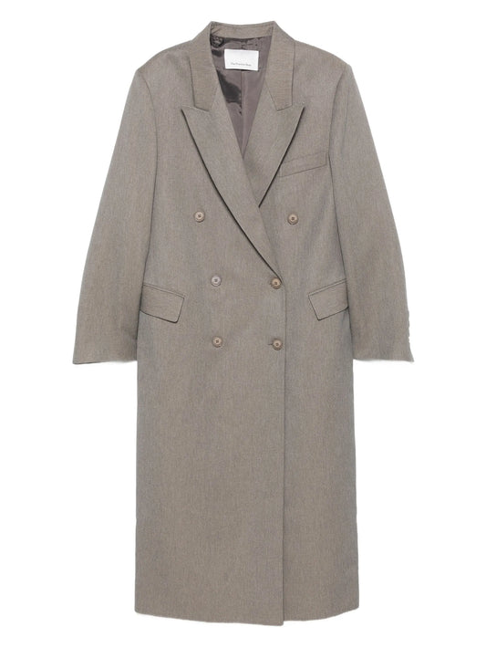 double-breasted peak-lapel coat