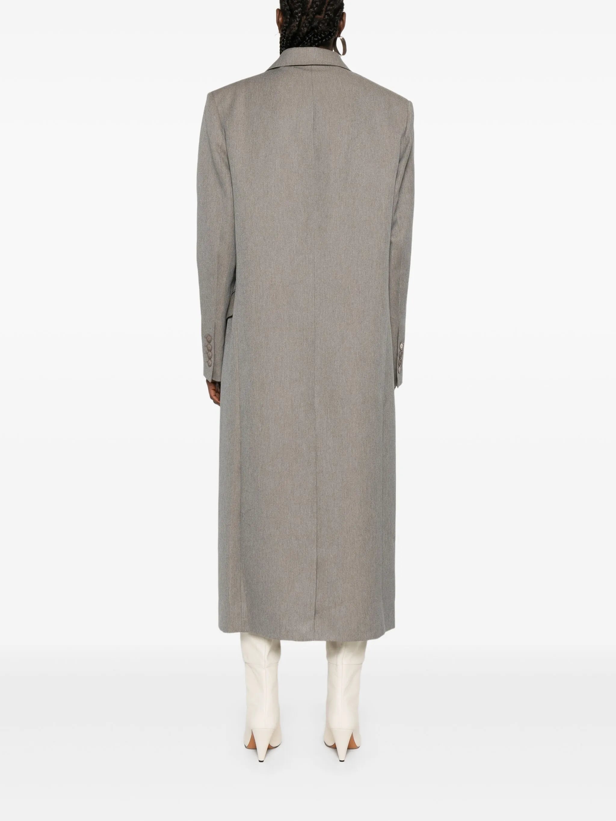 double-breasted peak-lapel coat