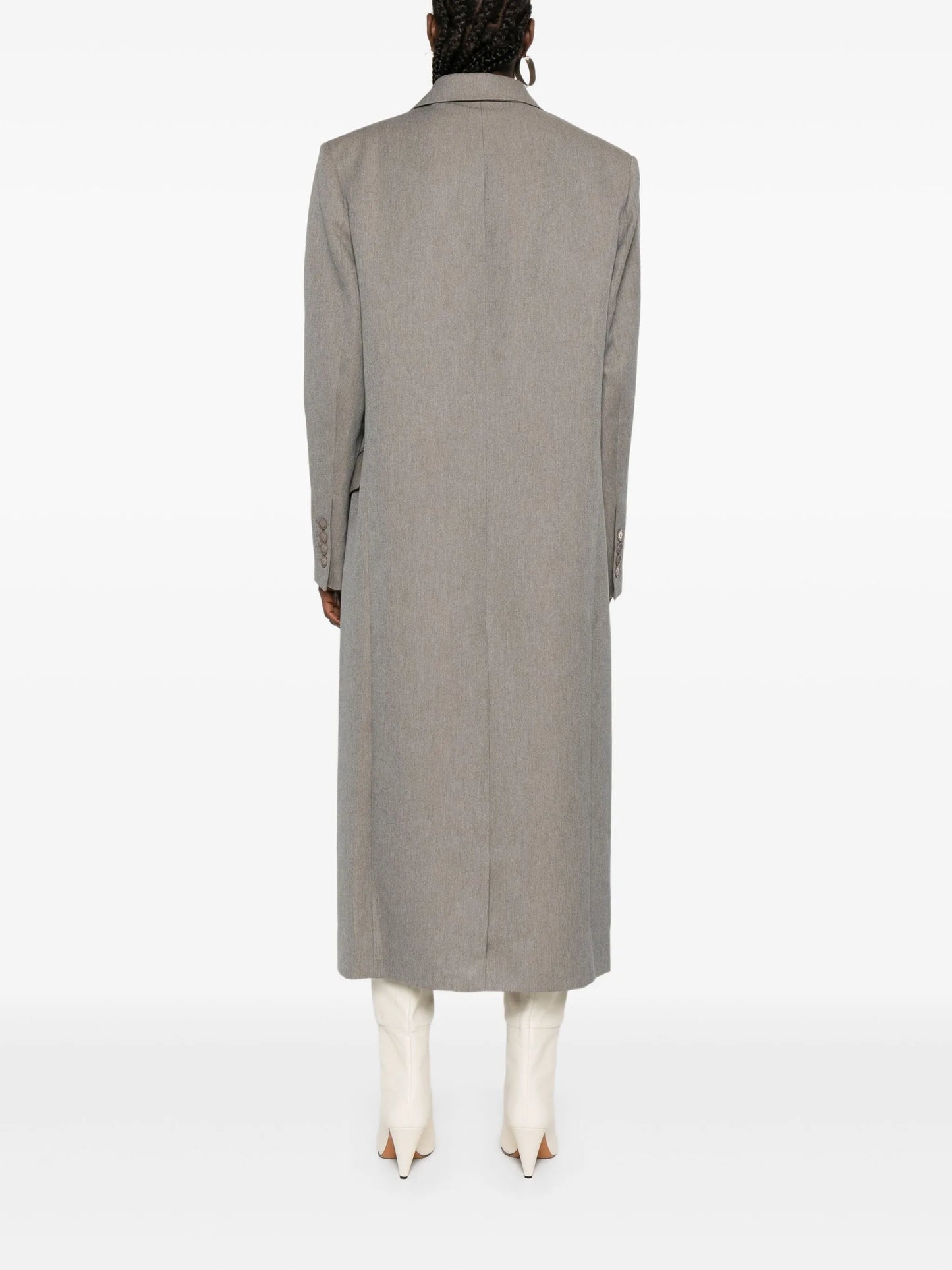 double-breasted peak-lapel coat