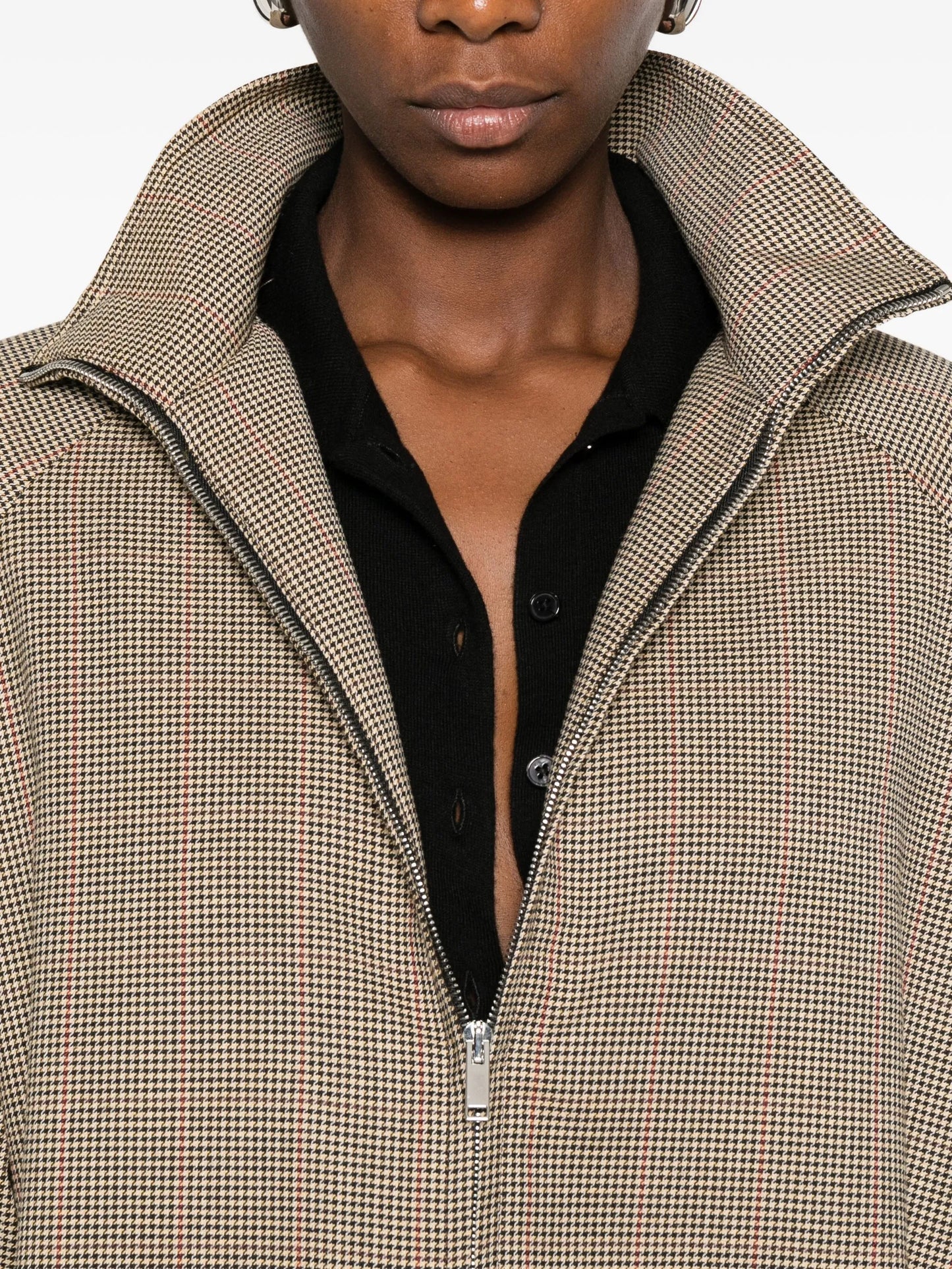houndstooth bomber jacket