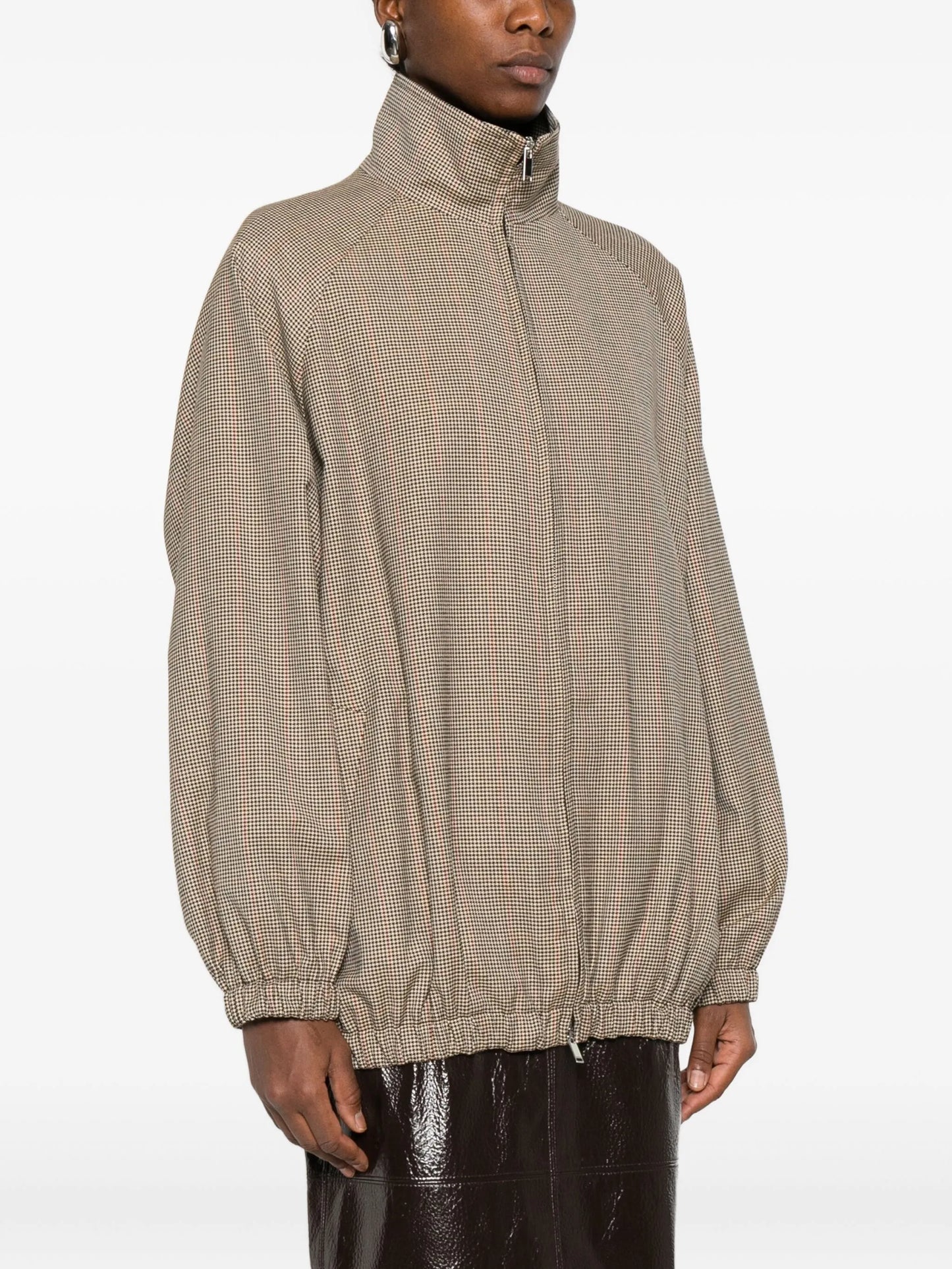 houndstooth bomber jacket