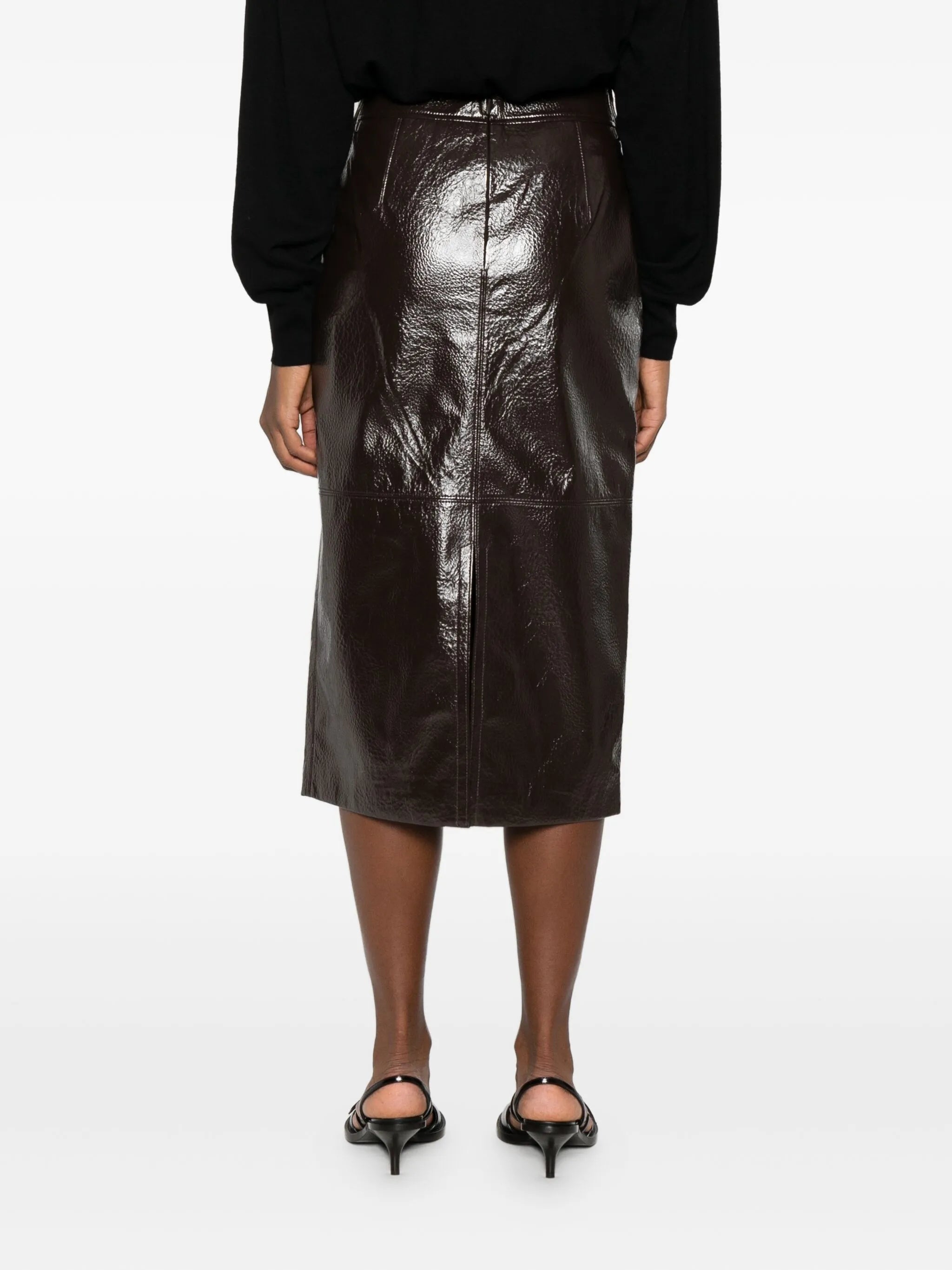 Taney crackled midi skirt