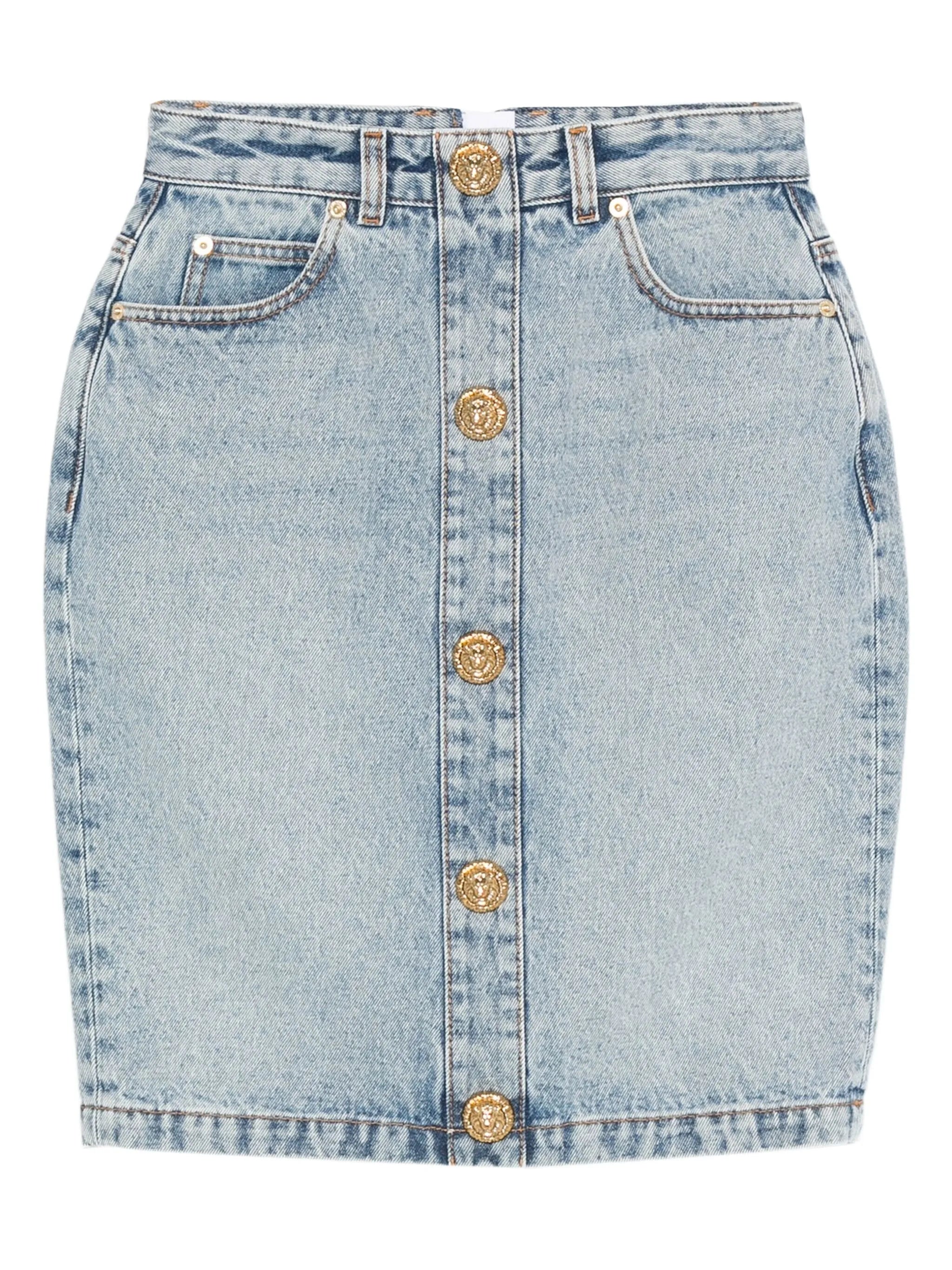 button-detail denim skirt