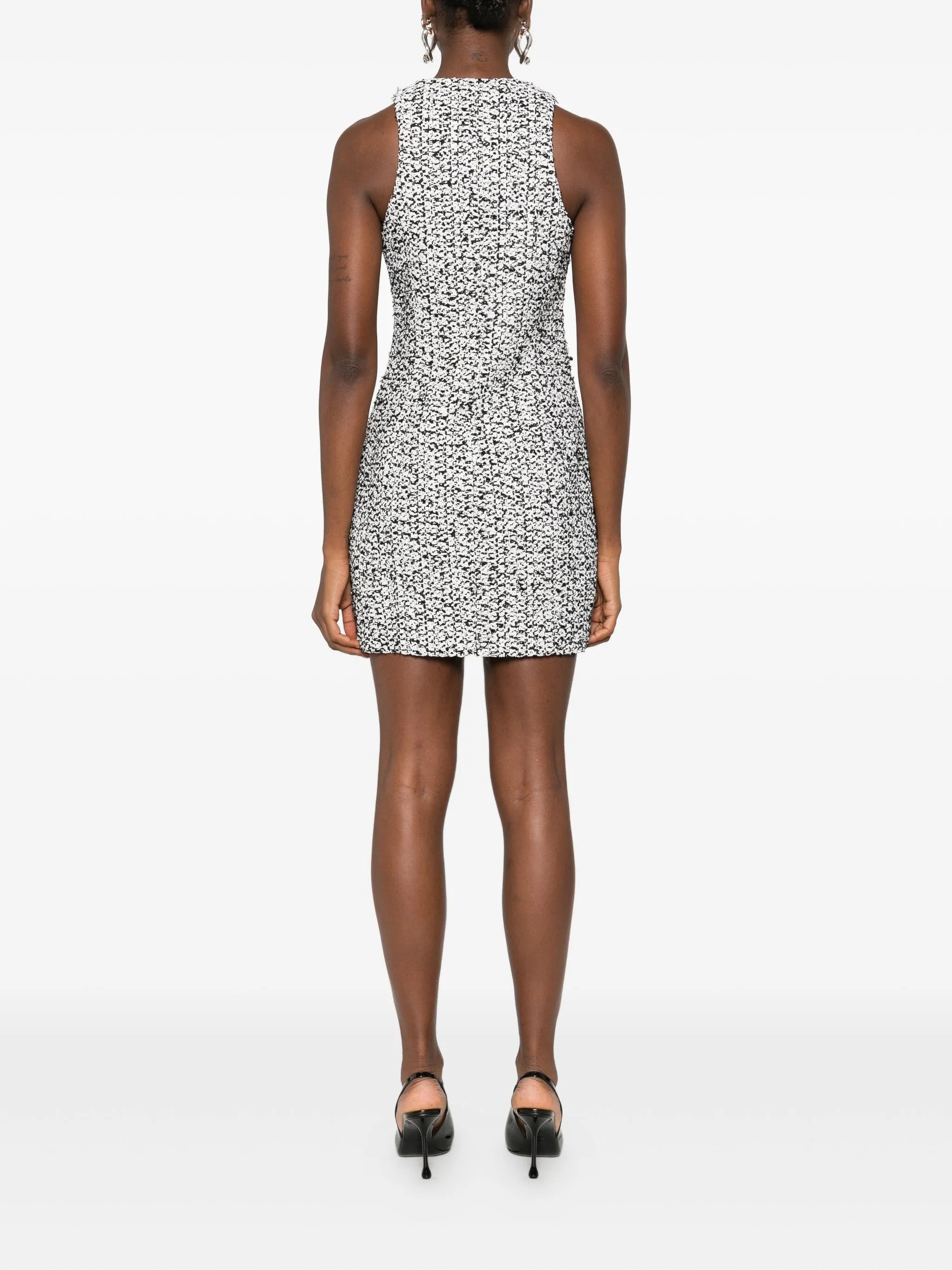 zip-front tweed mini dress