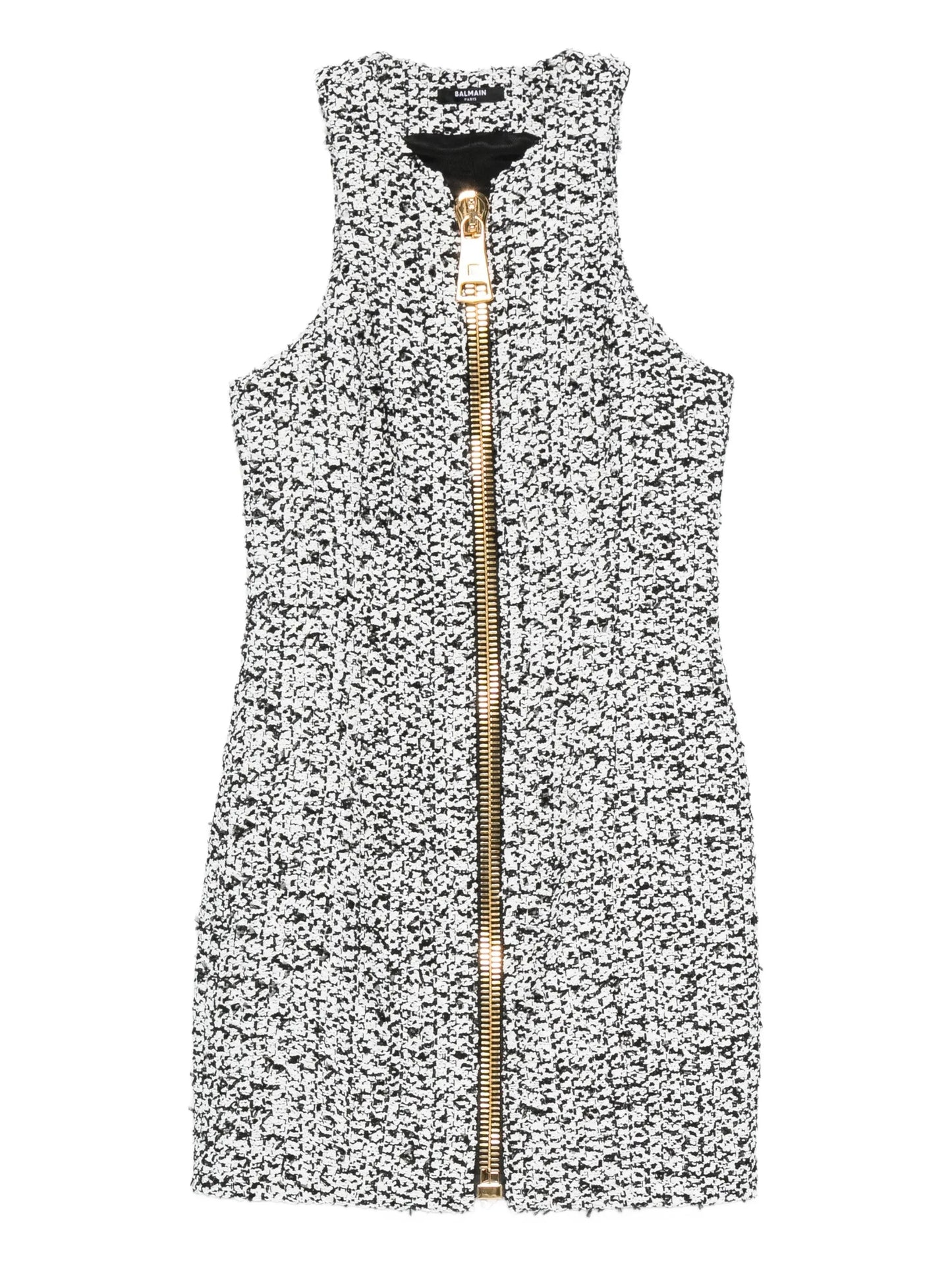 zip-front tweed mini dress