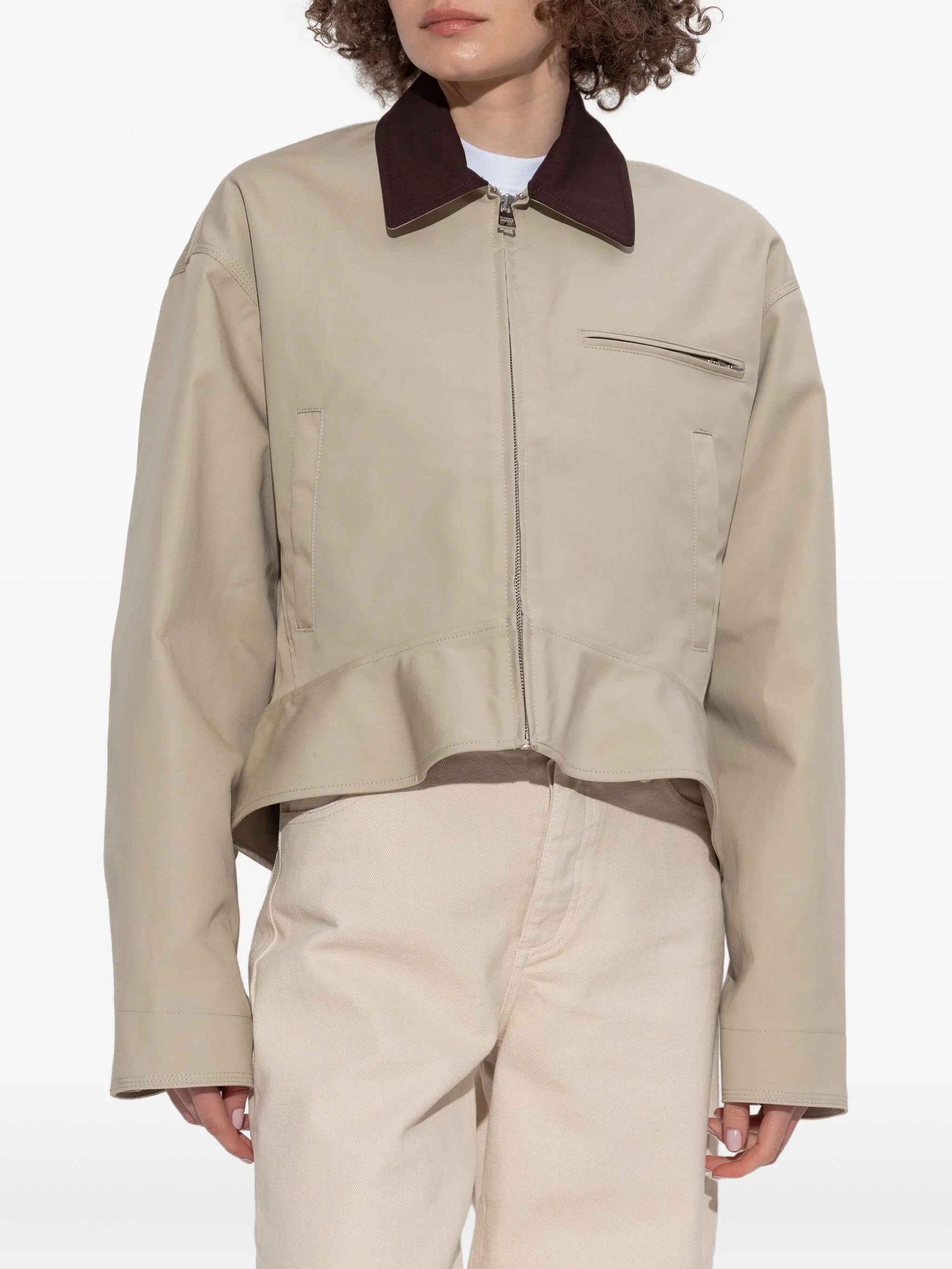 cropped zip-front jacket