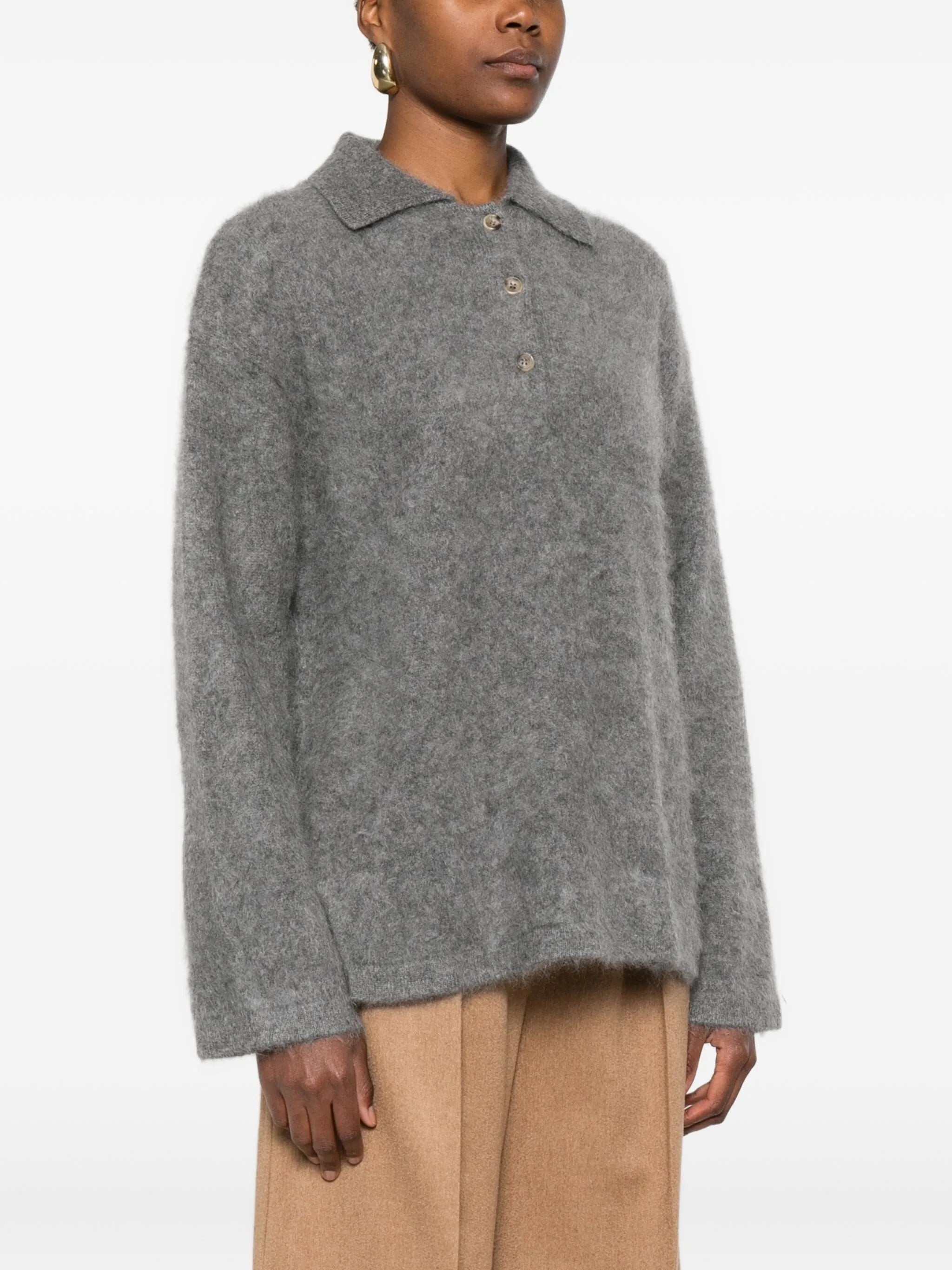 Brushed knit polo shirt