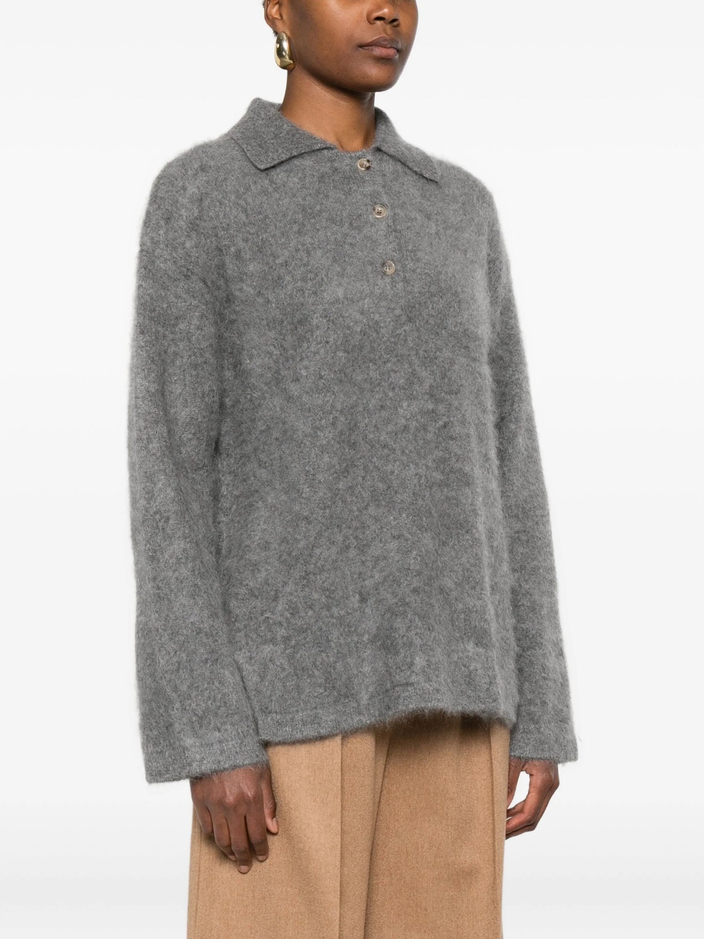 Brushed knit polo shirt