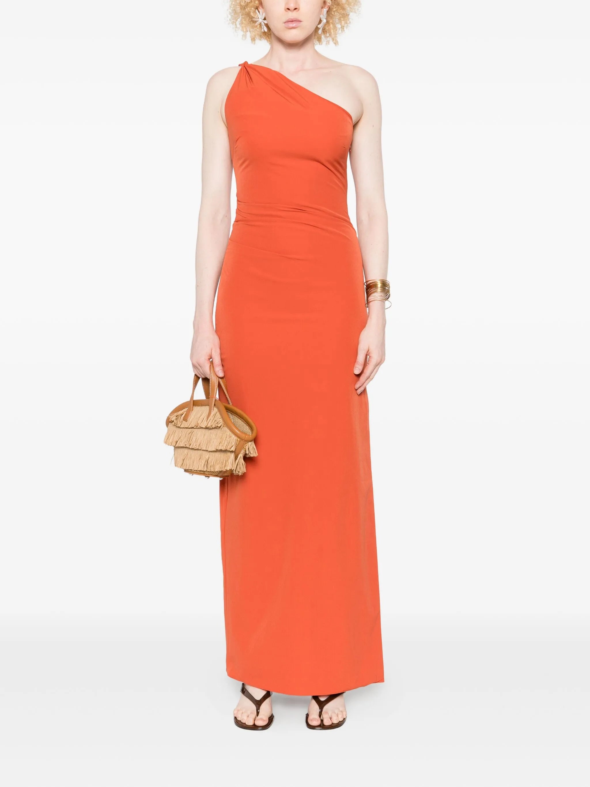 Rossana one-shoulder ruched maxi dress
