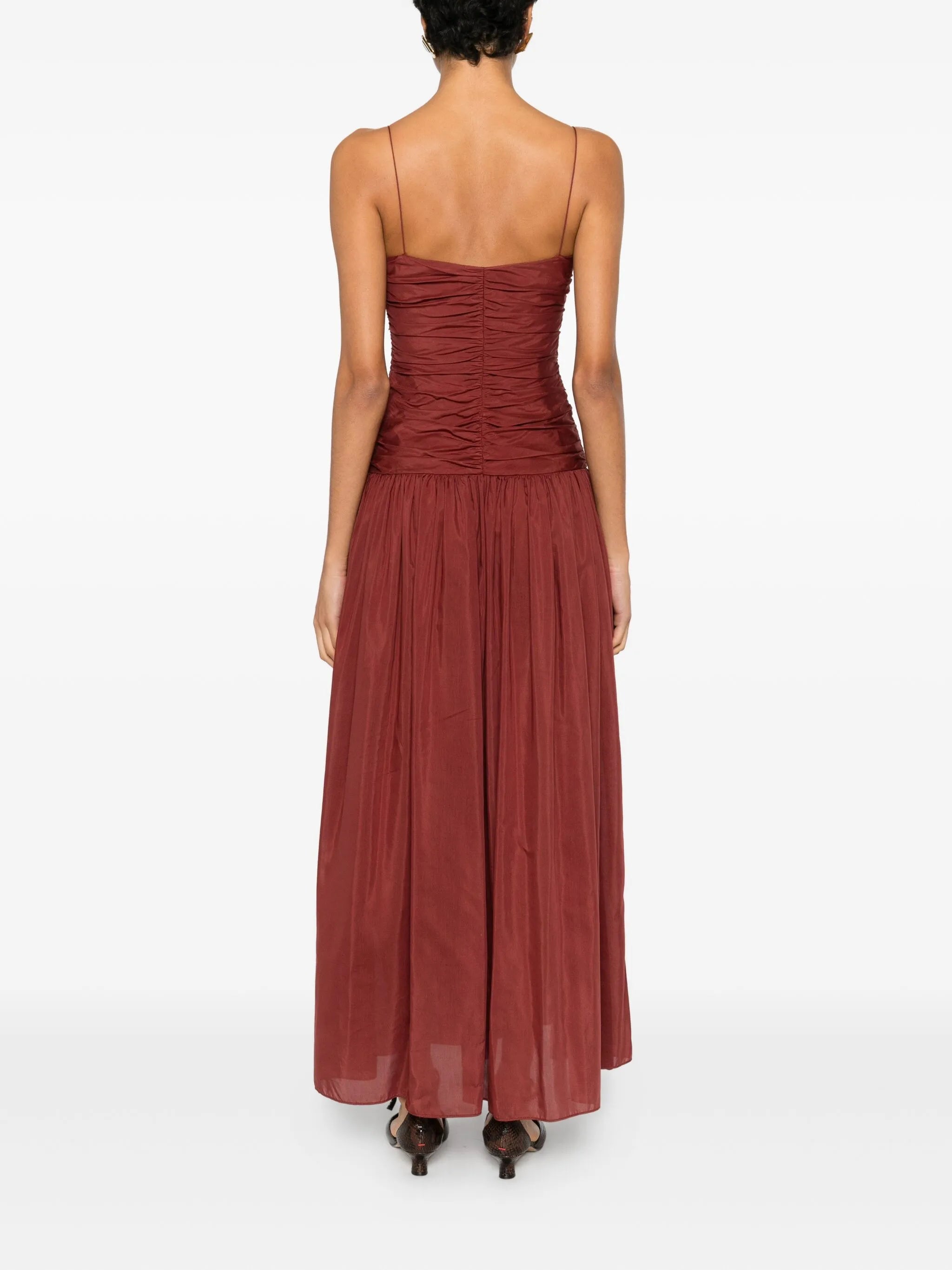 gathered drop waist maxi dress