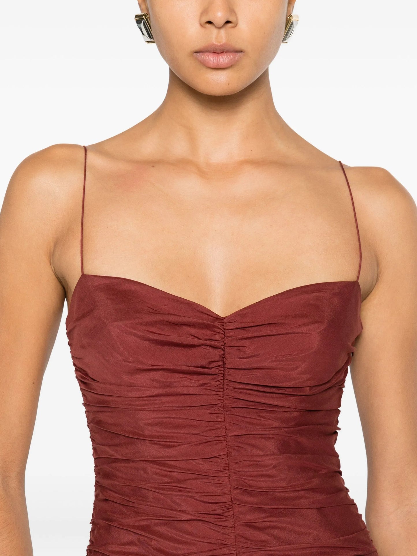 gathered drop waist maxi dress