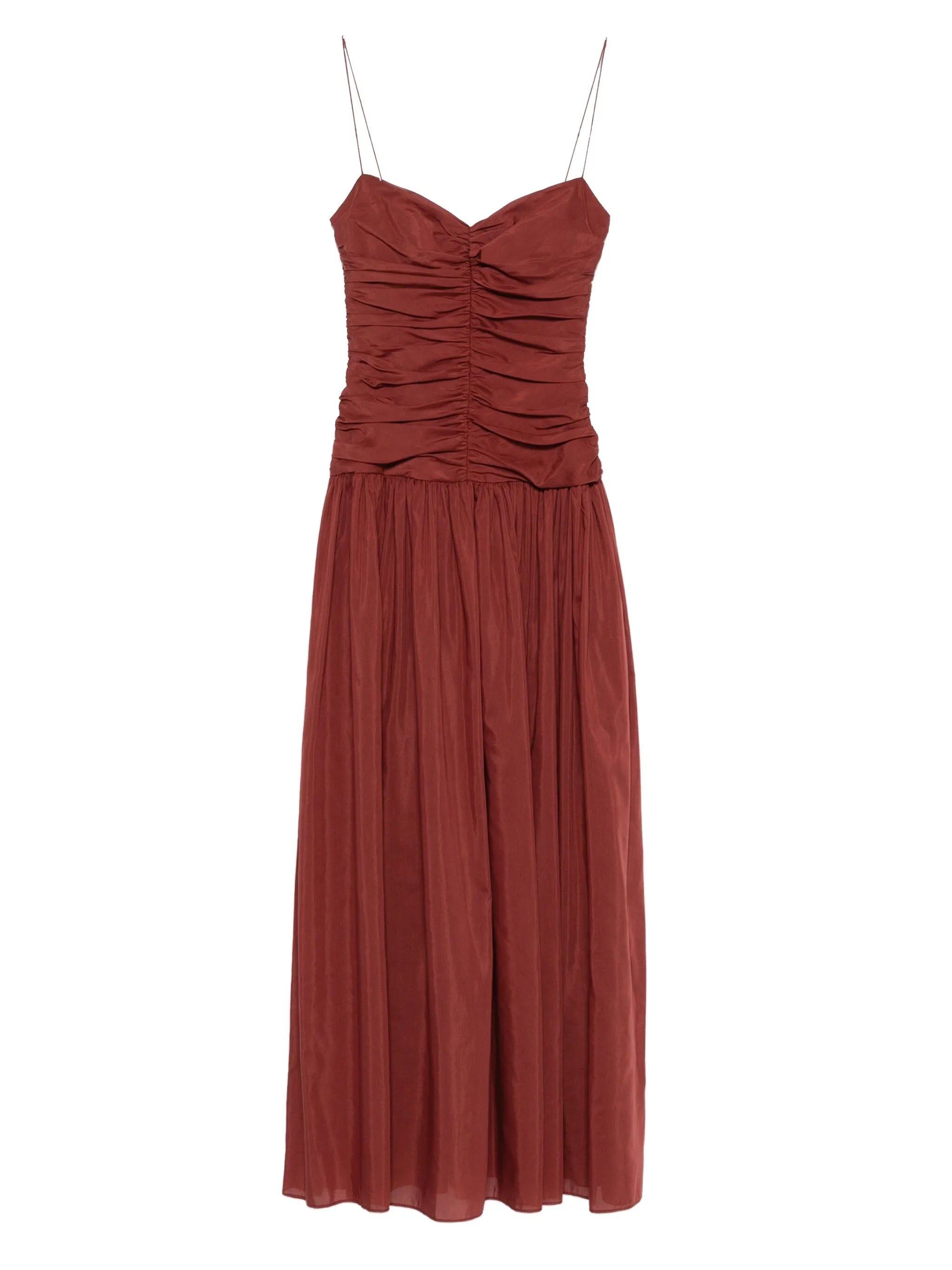 gathered drop waist maxi dress